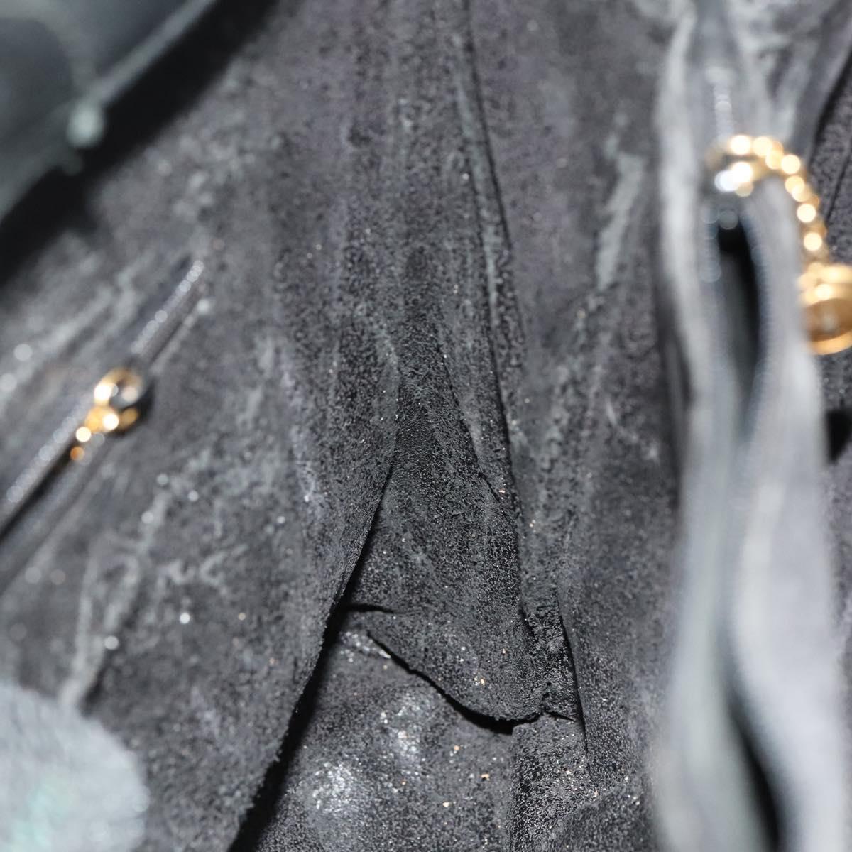 GUCCI Bamboo Hand Bag Suede Black Gold 002 2853 0260 0 Auth mr1295