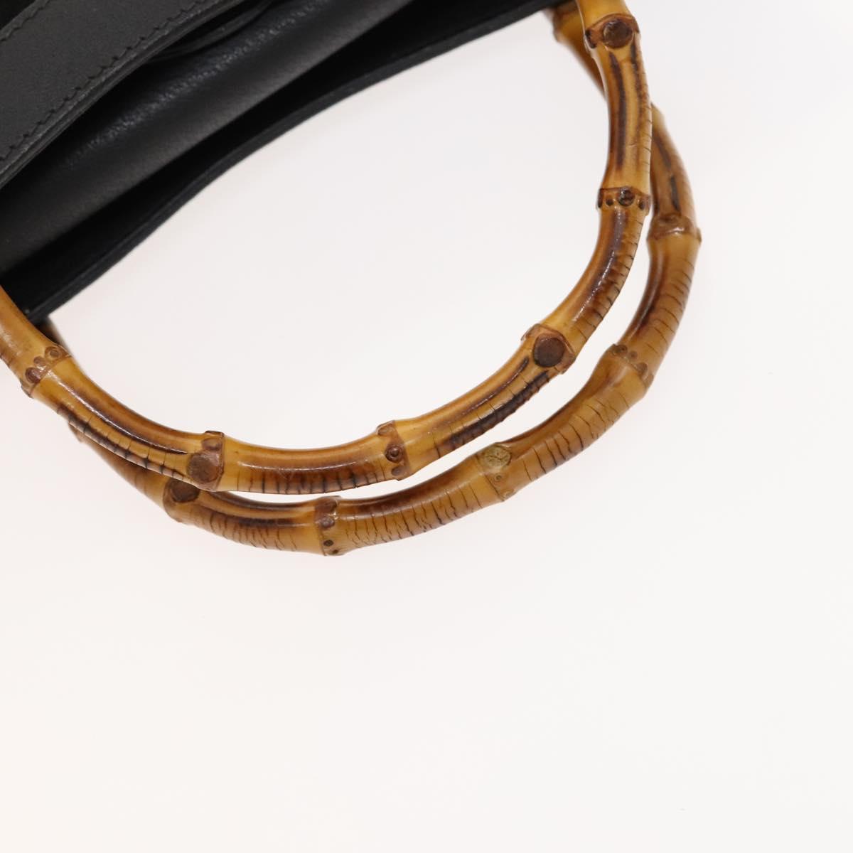 GUCCI Bamboo Hand Bag Suede Black Gold 002 2853 0260 0 Auth mr1295