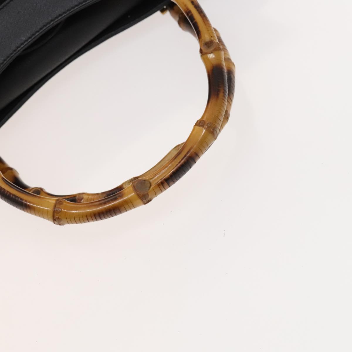 GUCCI Bamboo Hand Bag Suede Black Gold Auth mr1297