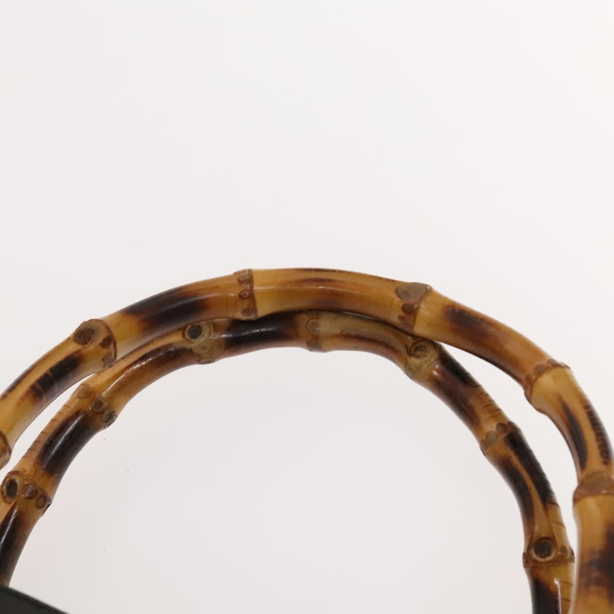 GUCCI Bamboo Hand Bag Suede Black Gold Auth mr1297
