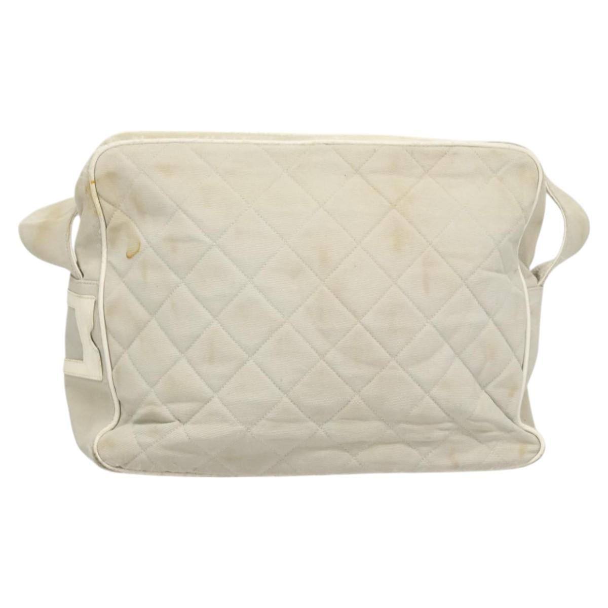 CHANEL Shoulder Bag Canvas Gray Silver CC Auth mr1301