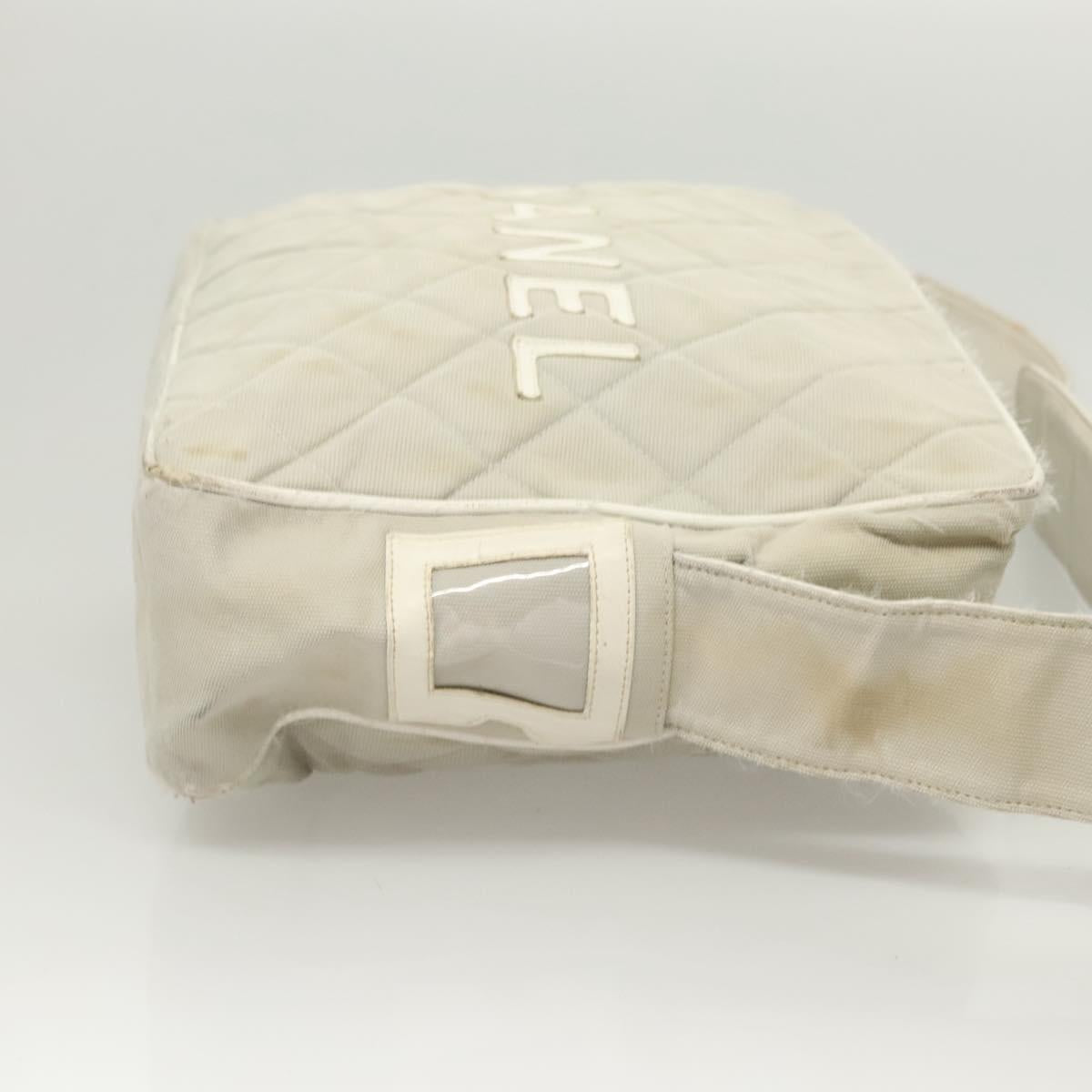 CHANEL Shoulder Bag Canvas Gray Silver CC Auth mr1301