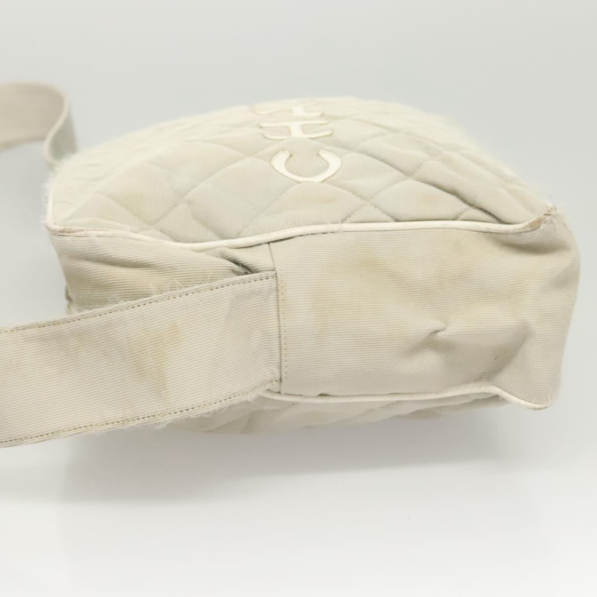 CHANEL Shoulder Bag Canvas Gray Silver CC Auth mr1301