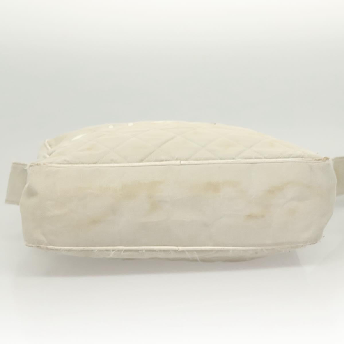 CHANEL Shoulder Bag Canvas Gray Silver CC Auth mr1301