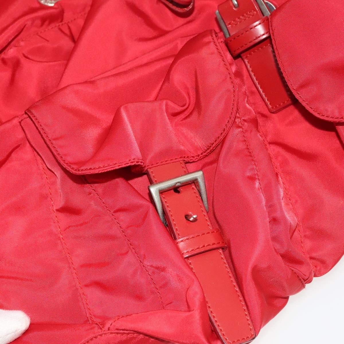 PRADA Backpack Nylon Red Silver Auth mr1309