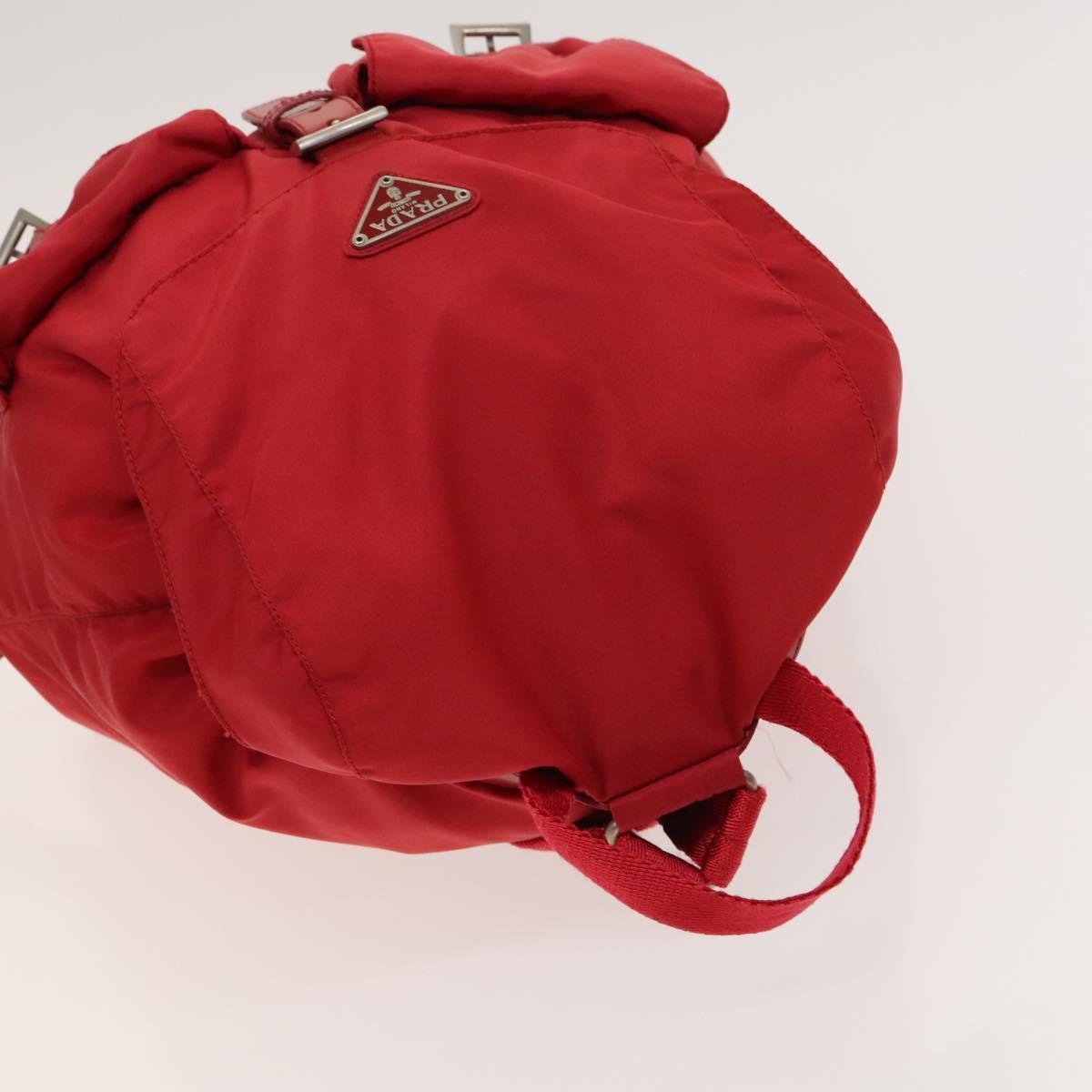 PRADA Backpack Nylon Red Silver Auth mr1309