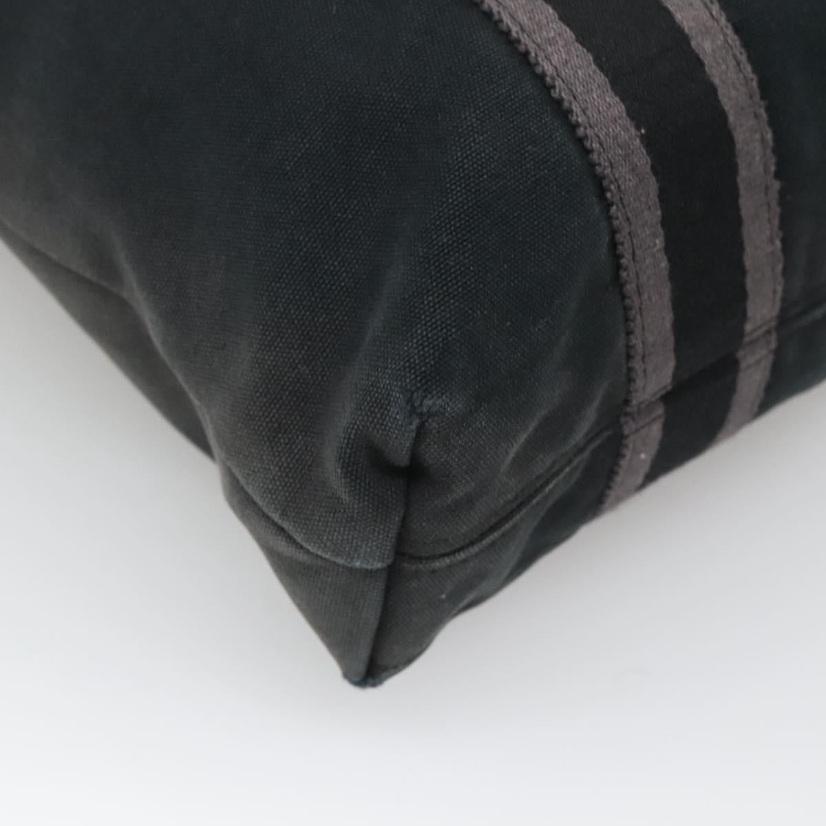 HERMES Fourre Tout Cabas Tote Bag Canvas Black Auth mr1312