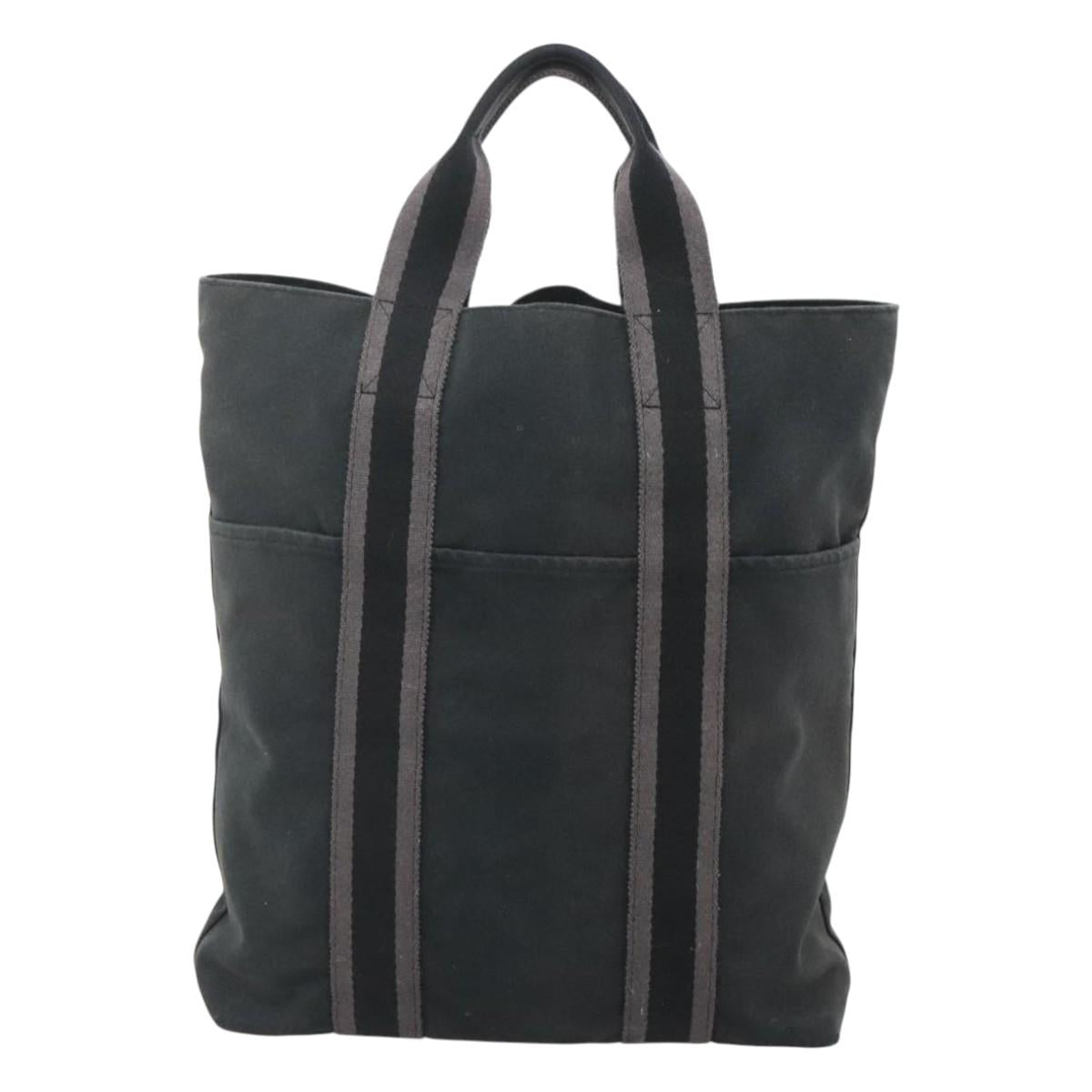HERMES Fourre Tout Cabas Tote Bag Canvas Black Auth mr1312