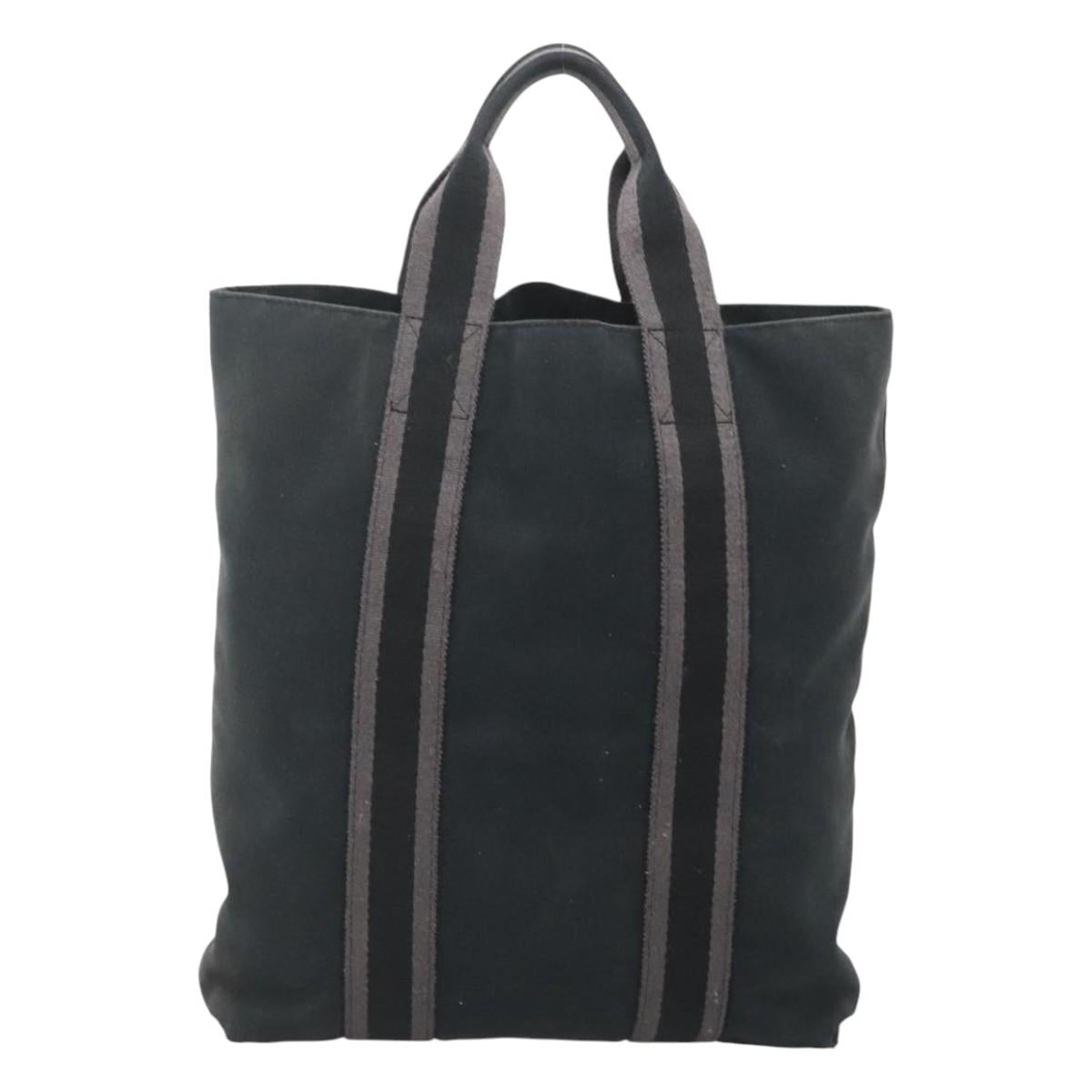 HERMES Fourre Tout Cabas Tote Bag Canvas Black Auth mr1312