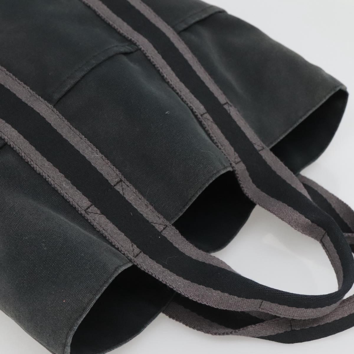 HERMES Fourre Tout Cabas Tote Bag Canvas Black Auth mr1312