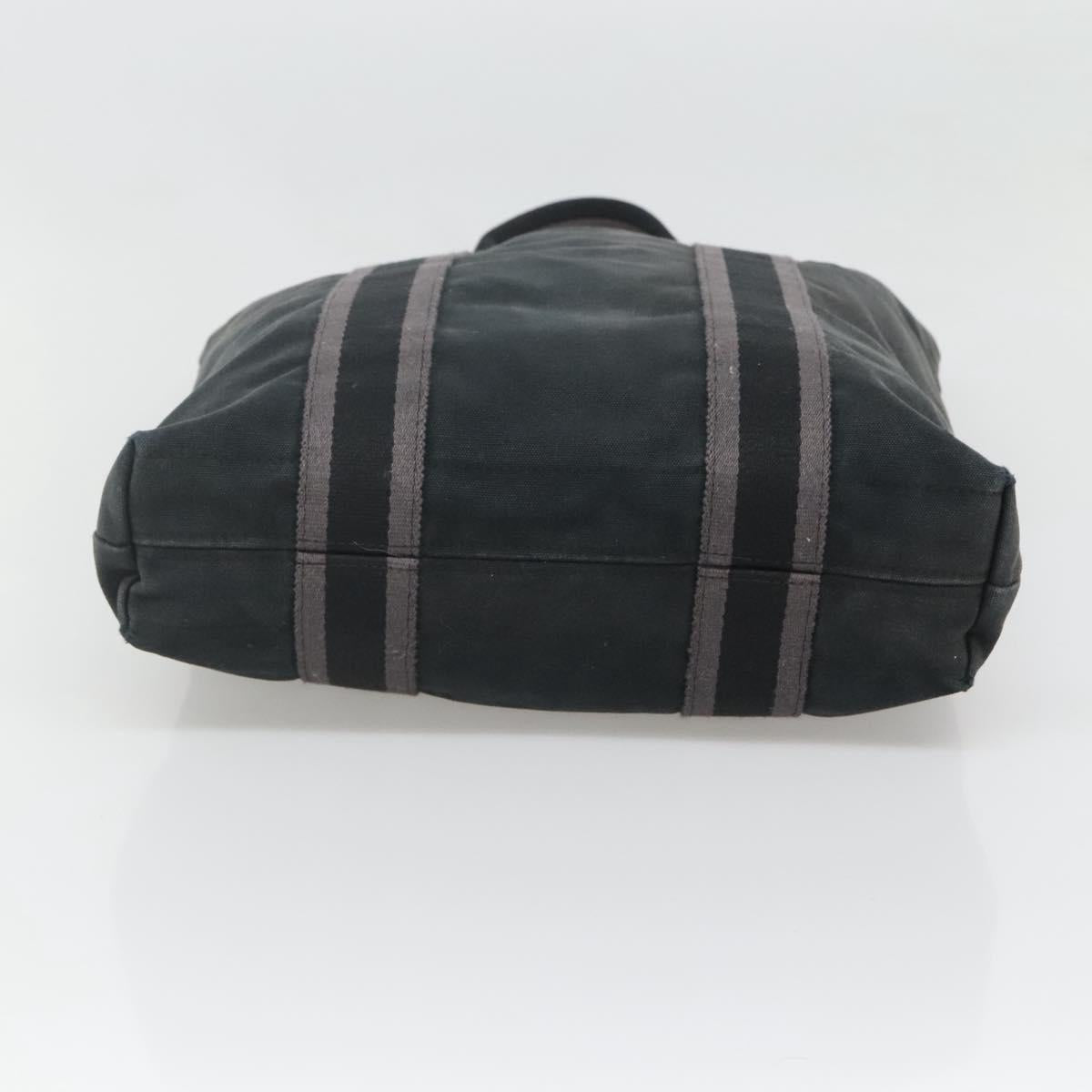 HERMES Fourre Tout Cabas Tote Bag Canvas Black Auth mr1312