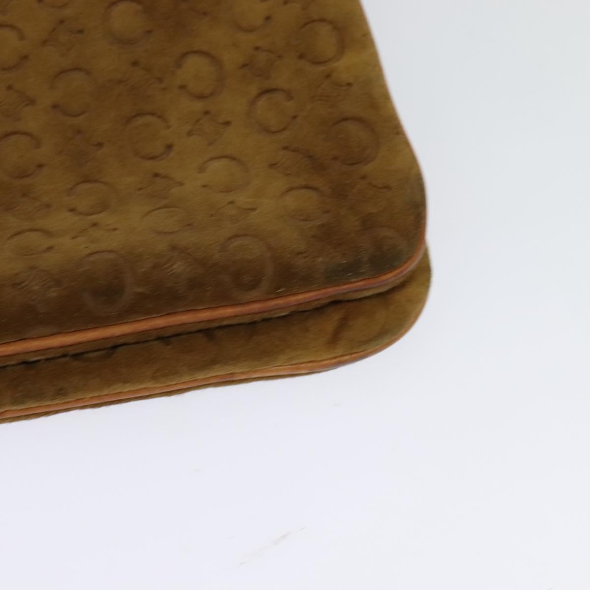 CELINE C Macadam Canvas Shoulder Bag Suede Brown Gold Auth mr1313