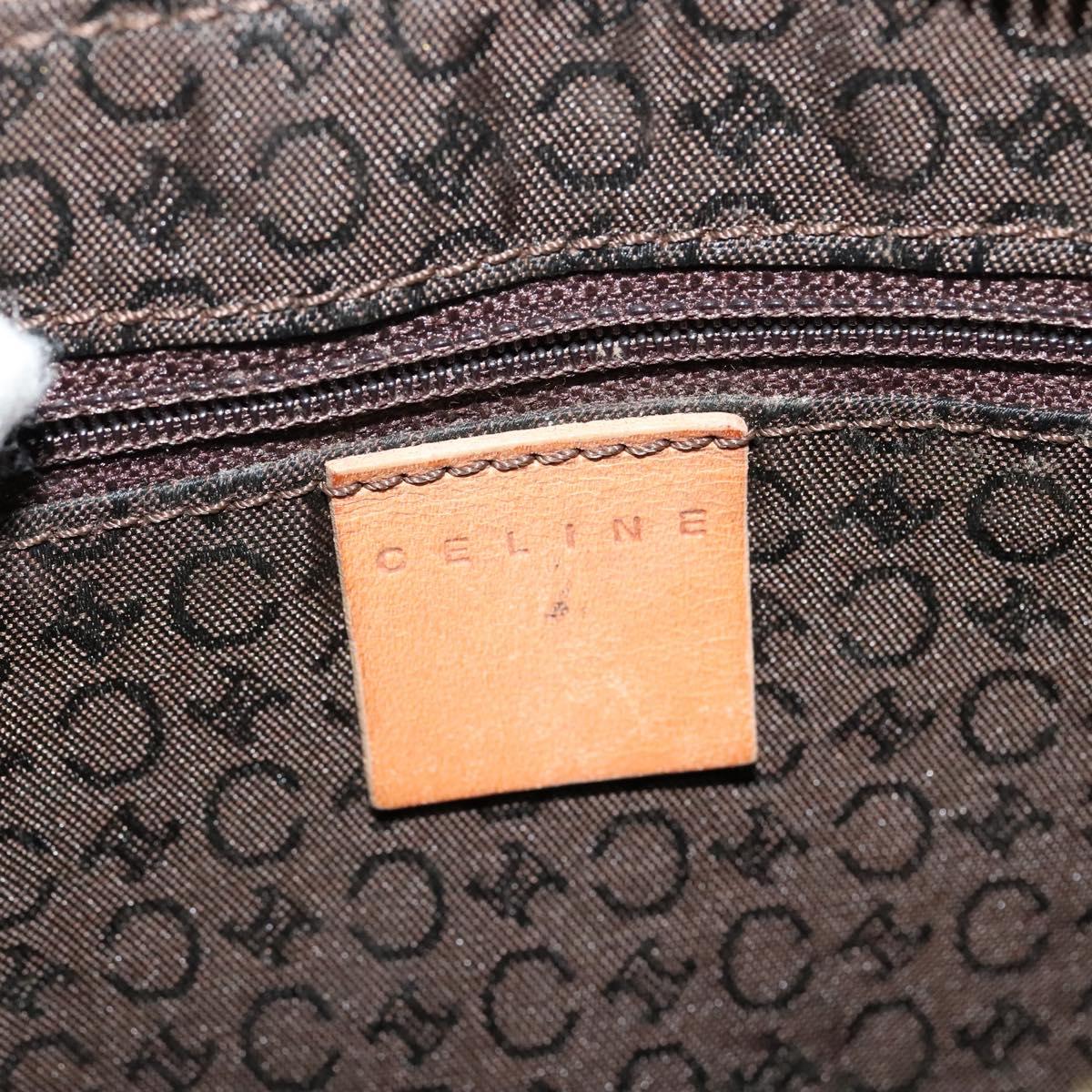 CELINE C Macadam Canvas Shoulder Bag Suede Brown Gold Auth mr1313