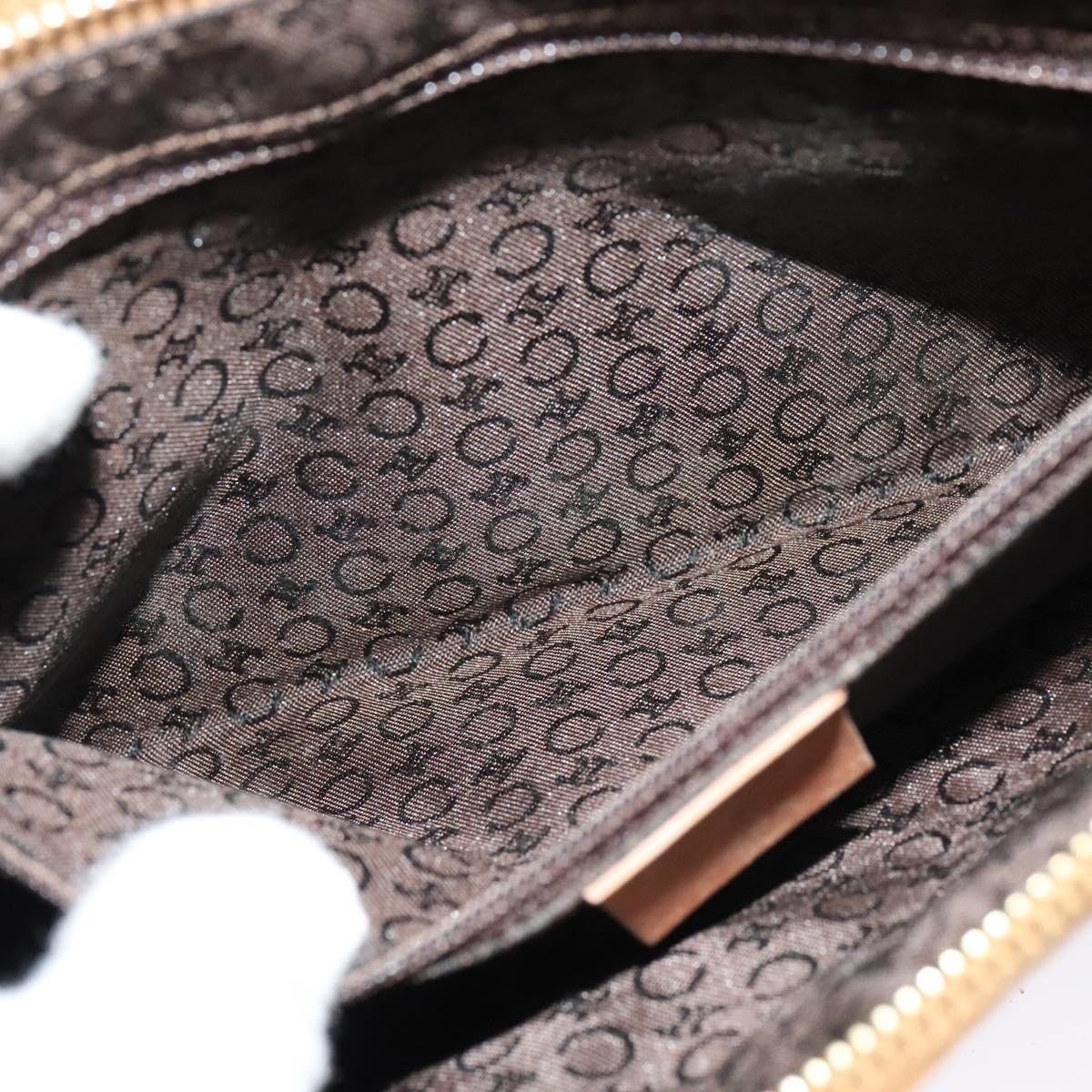 CELINE C Macadam Canvas Shoulder Bag Suede Brown Gold Auth mr1313