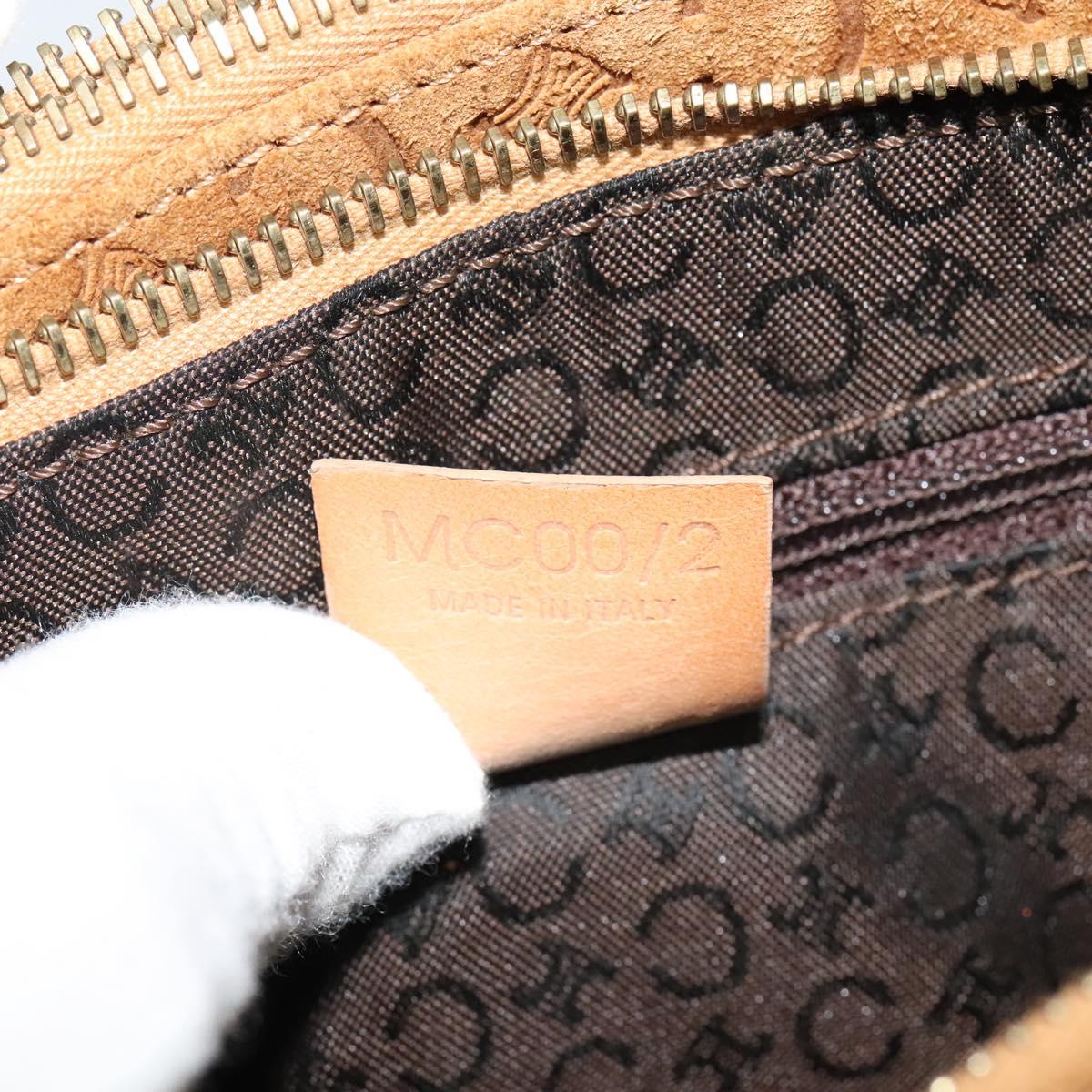 CELINE C Macadam Canvas Shoulder Bag Suede Brown Gold Auth mr1313