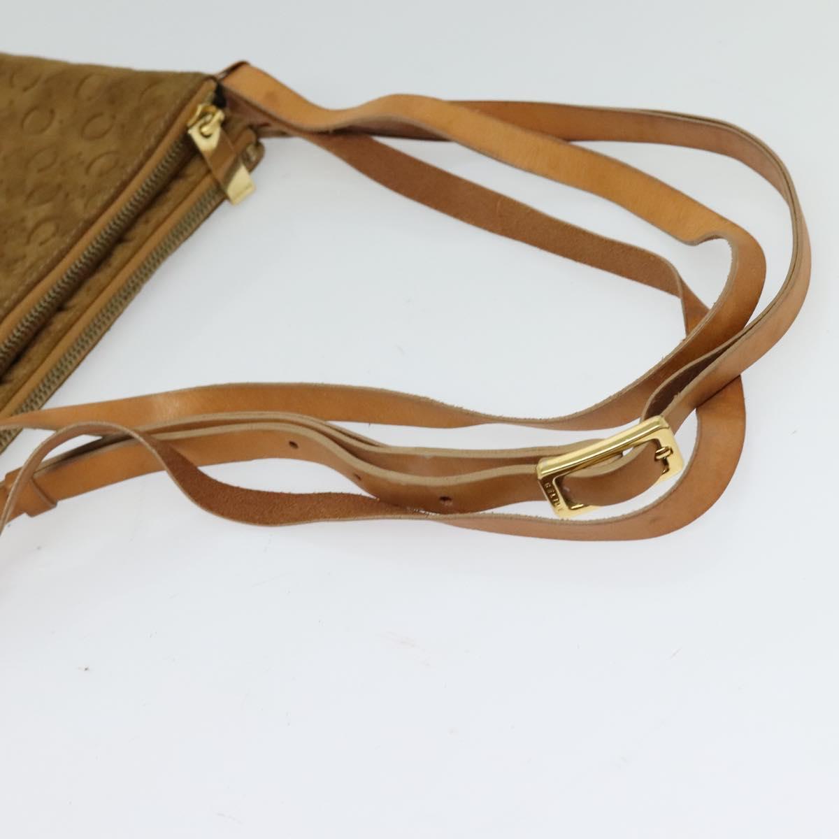 CELINE C Macadam Canvas Shoulder Bag Suede Brown Gold Auth mr1313