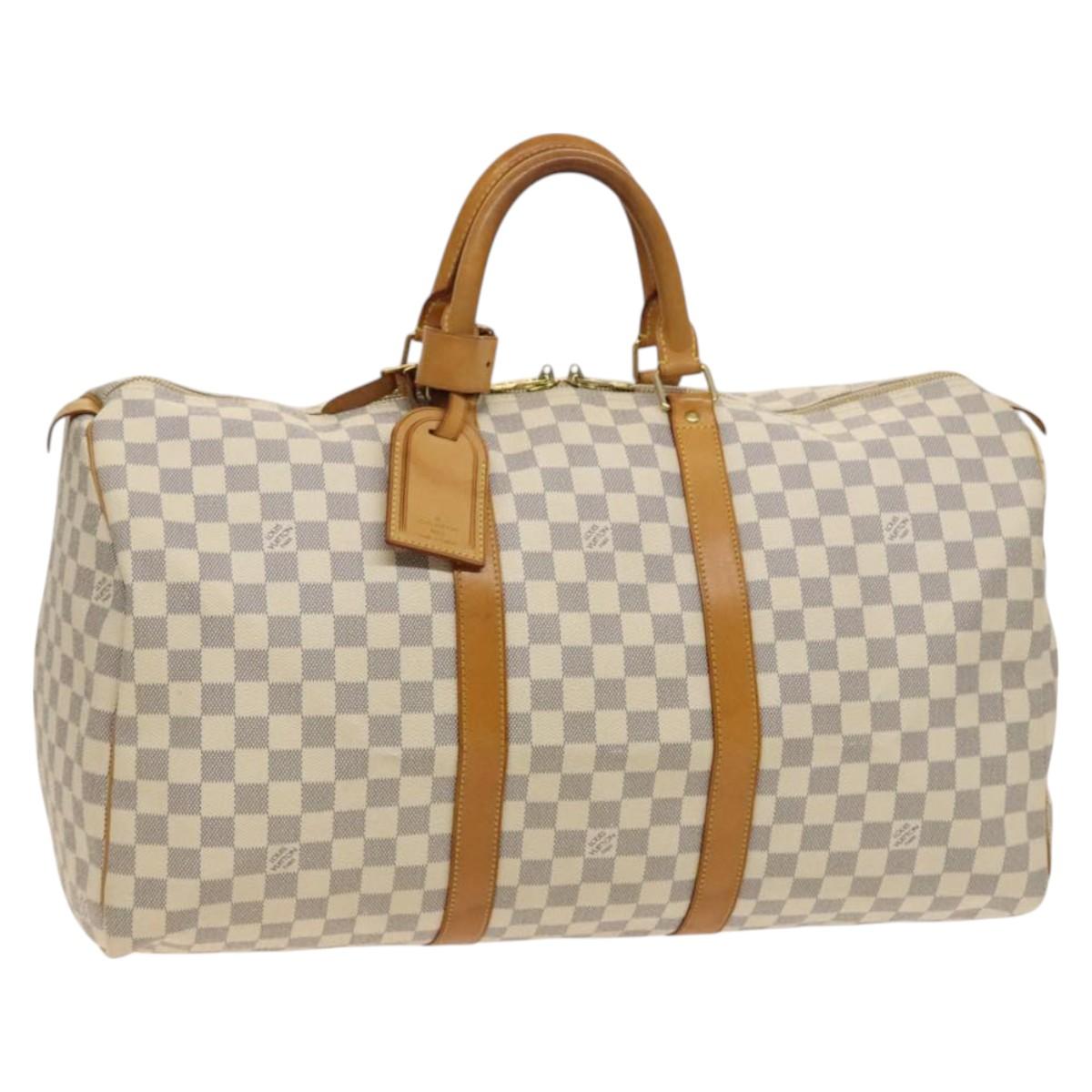 LOUIS VUITTON Damier Azur Keepall 50 Boston Bag N41430 LV Auth mr1315