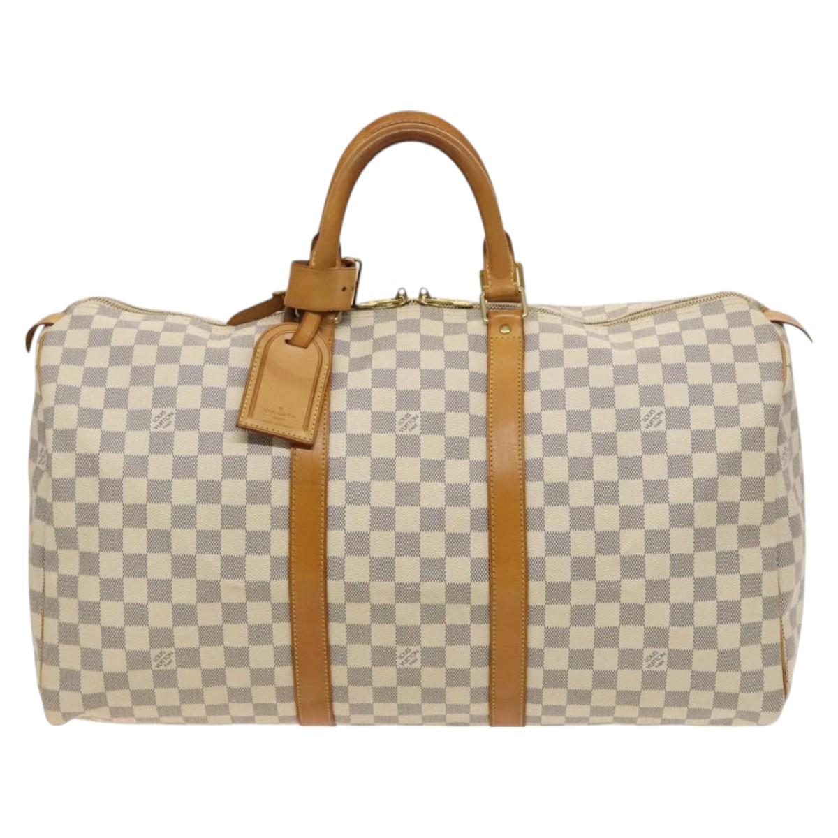 LOUIS VUITTON Damier Azur Keepall 50 Boston Bag N41430 LV Auth mr1315