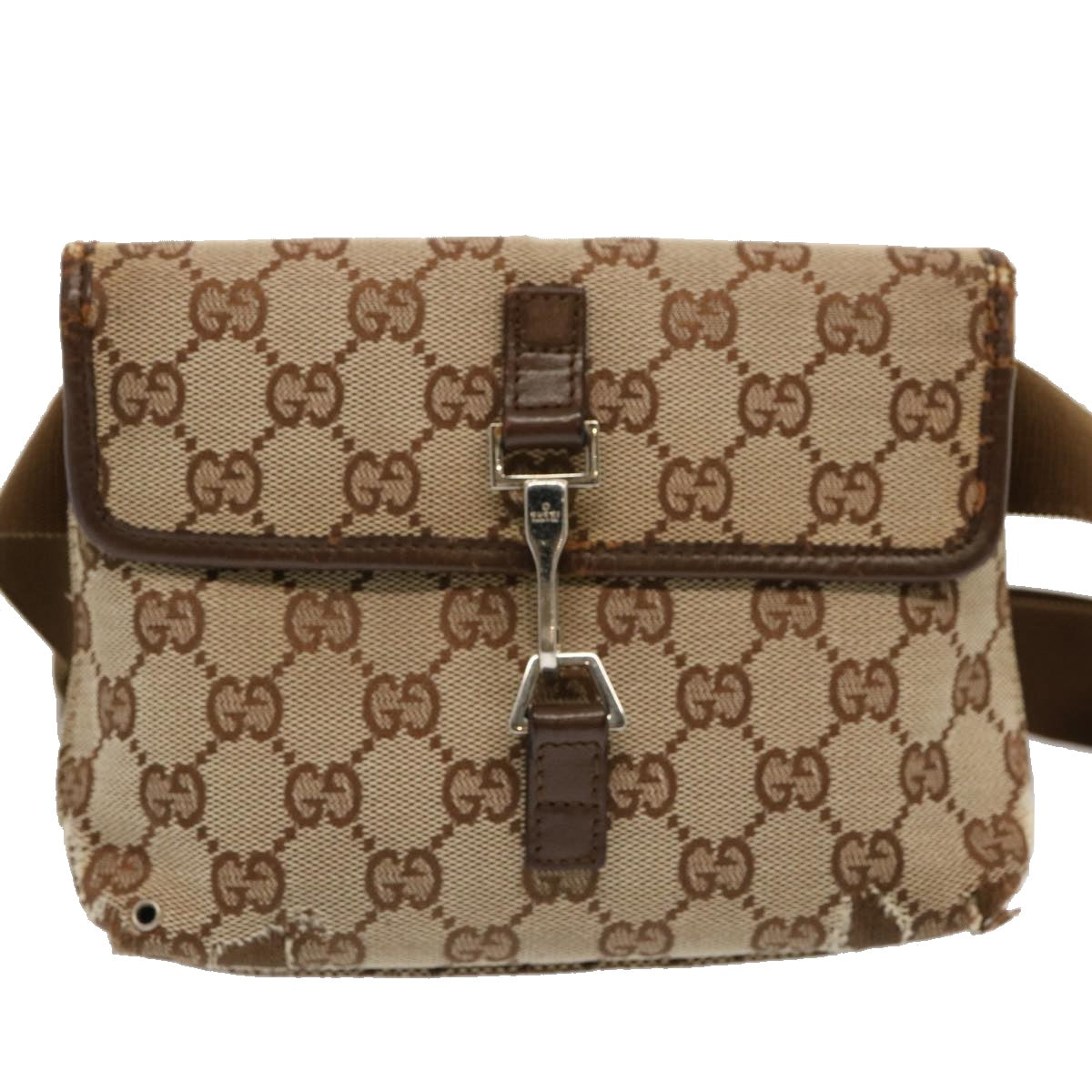 GUCCI GG Canvas Waist bag Beige 92543 Auth mr132