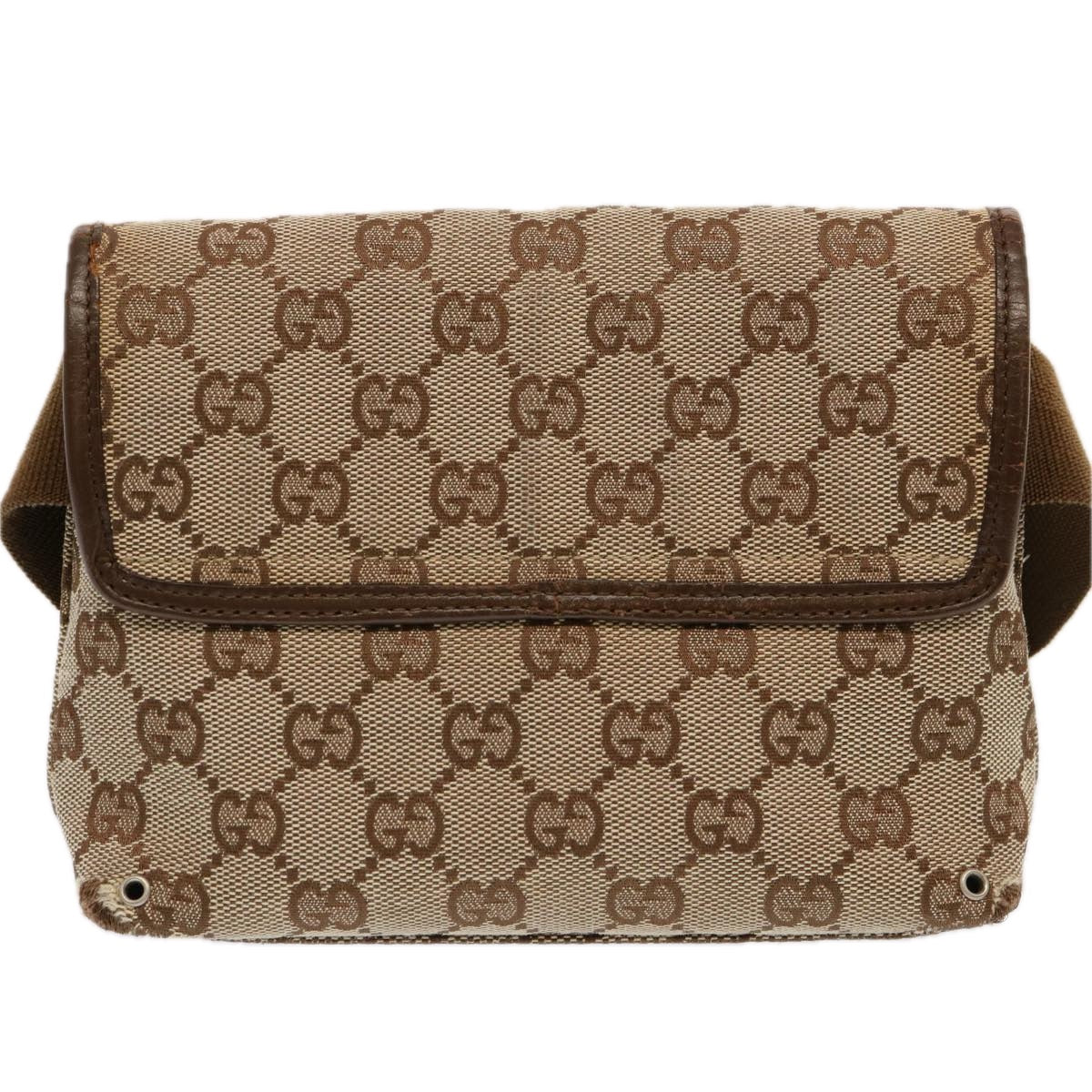 GUCCI GG Canvas Waist bag Beige 92543 Auth mr132