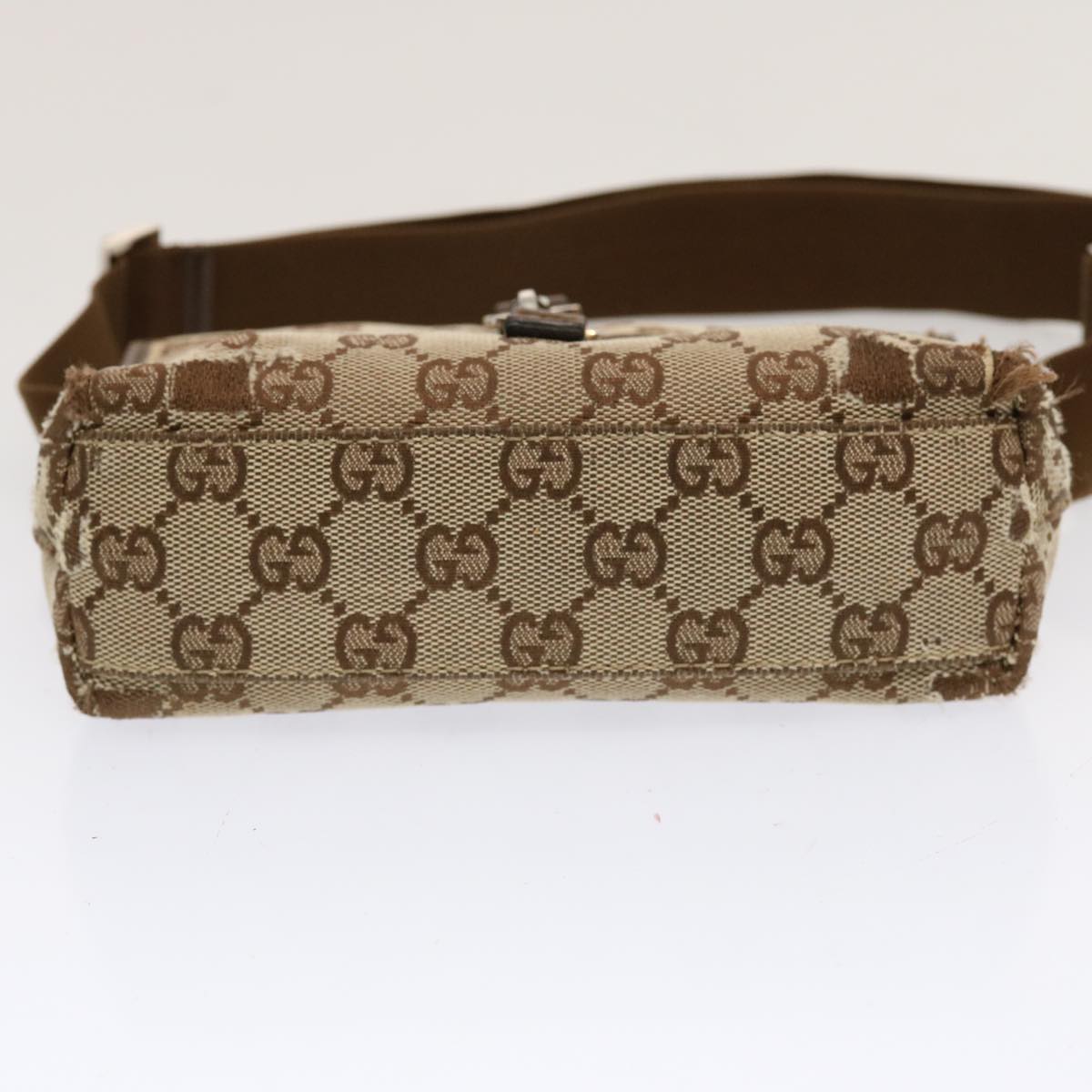 GUCCI GG Canvas Waist bag Beige 92543 Auth mr132