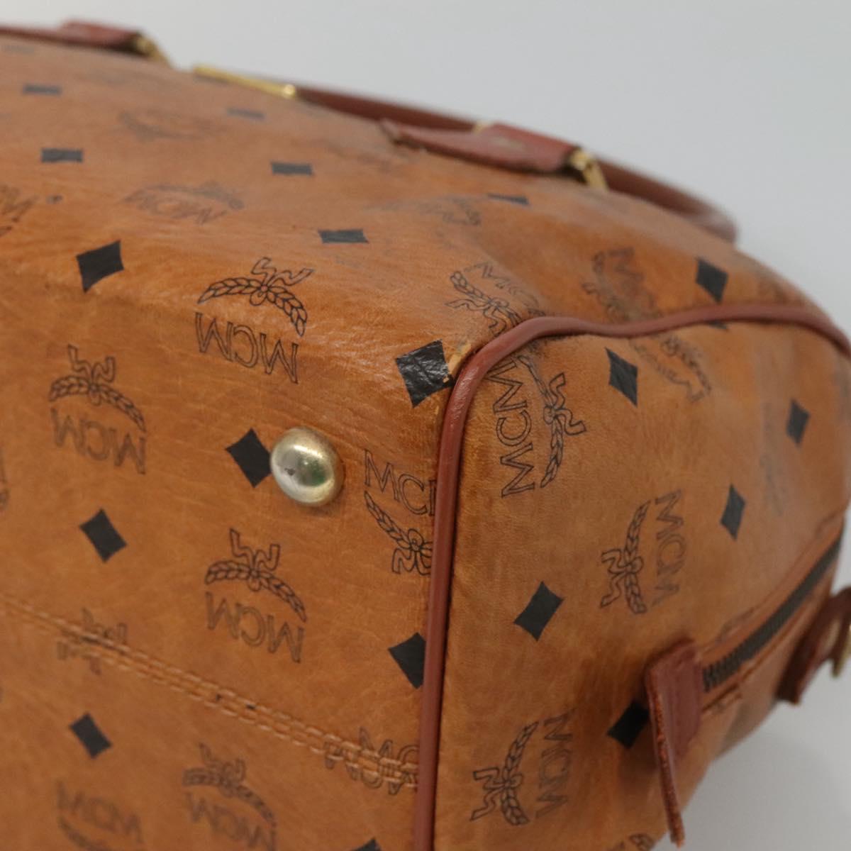 MCM Logogram Vicetos Hand Bag PVC Leather Brown Gold Auth mr1320
