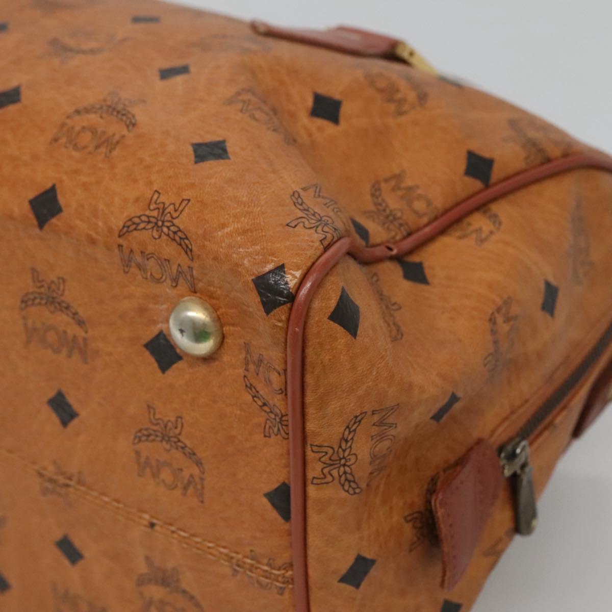 MCM Logogram Vicetos Hand Bag PVC Leather Brown Gold Auth mr1320