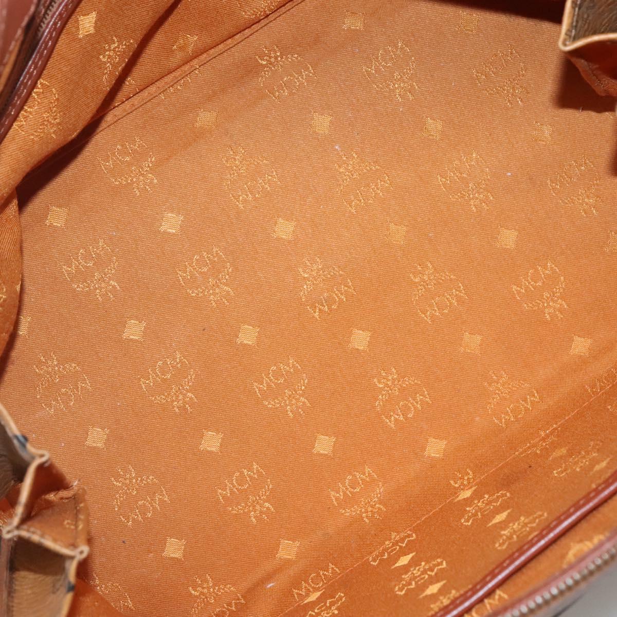 MCM Logogram Vicetos Hand Bag PVC Leather Brown Gold Auth mr1320