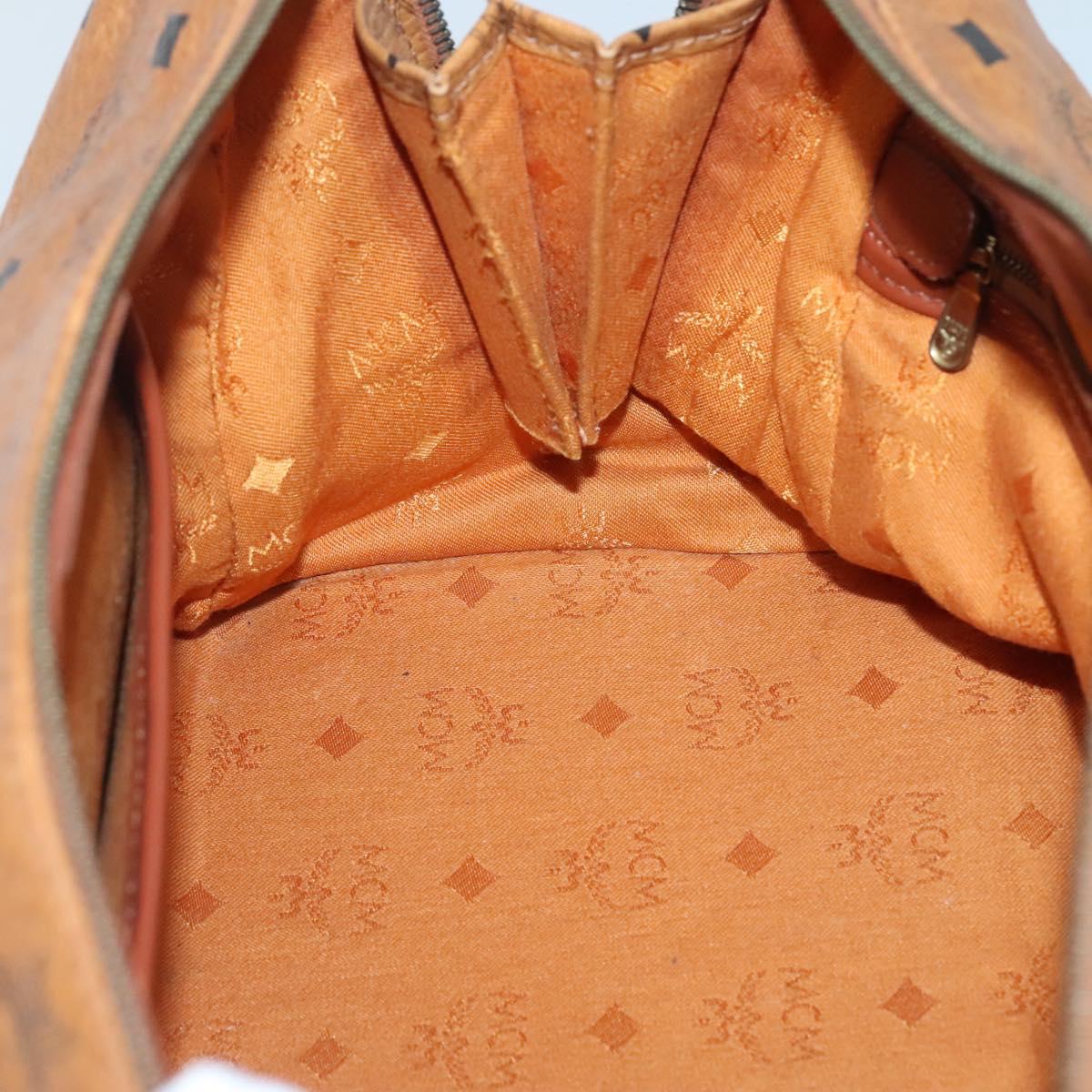 MCM Logogram Vicetos Hand Bag PVC Leather Brown Gold Auth mr1320