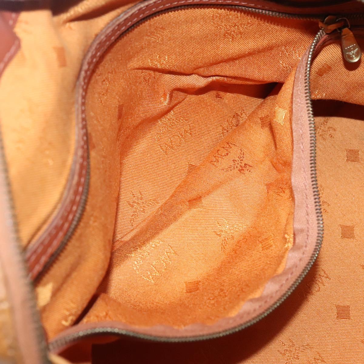 MCM Logogram Vicetos Hand Bag PVC Leather Brown Gold Auth mr1320