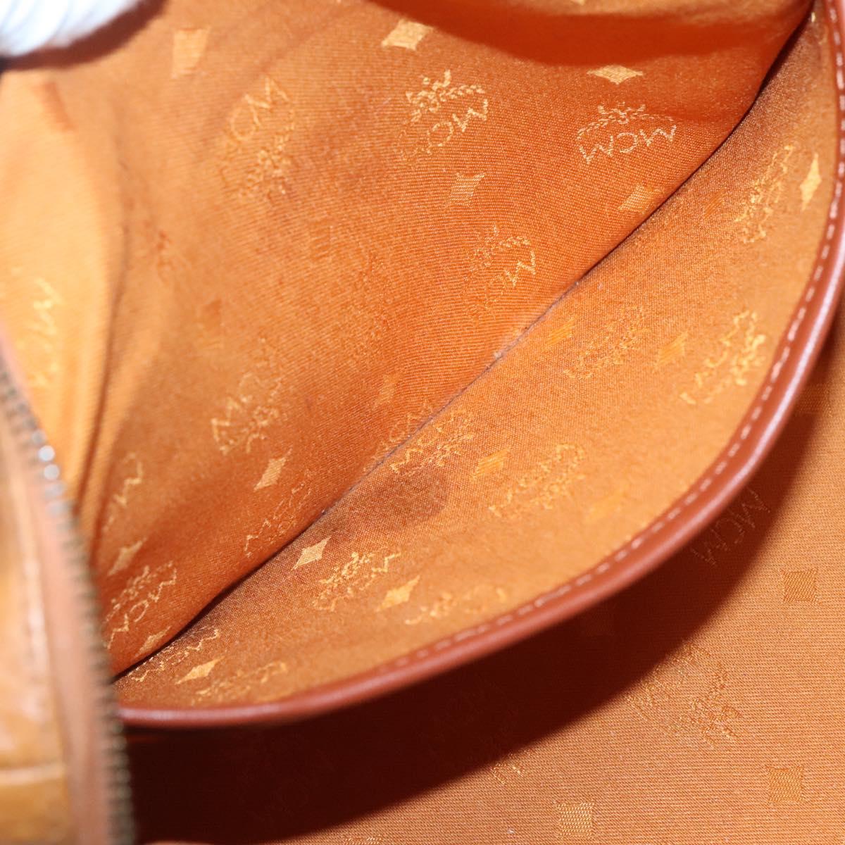 MCM Logogram Vicetos Hand Bag PVC Leather Brown Gold Auth mr1320