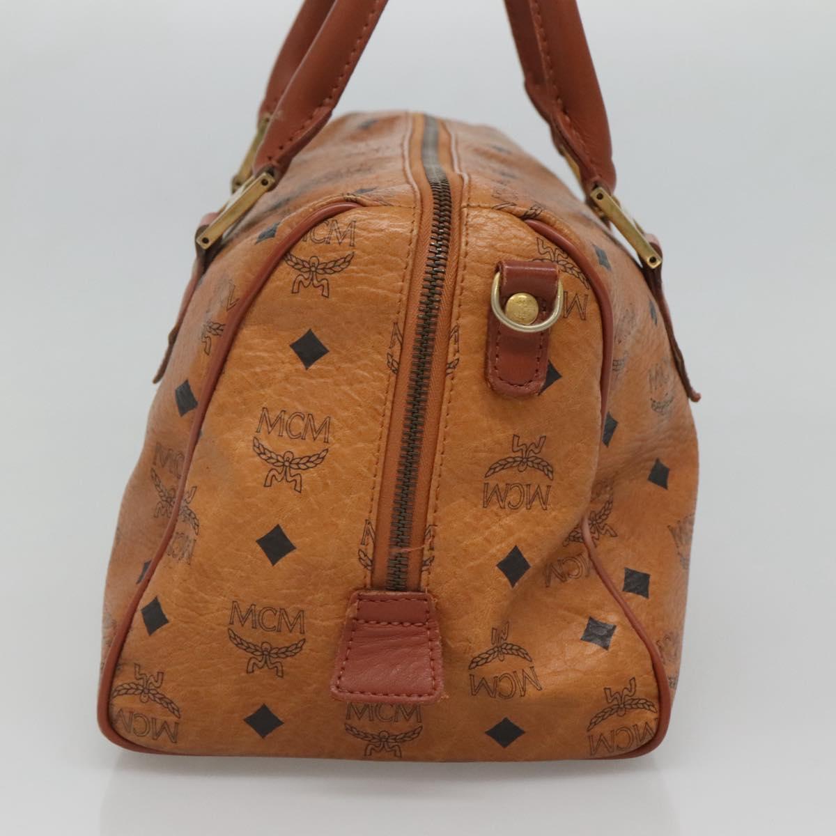 MCM Logogram Vicetos Hand Bag PVC Leather Brown Gold Auth mr1320