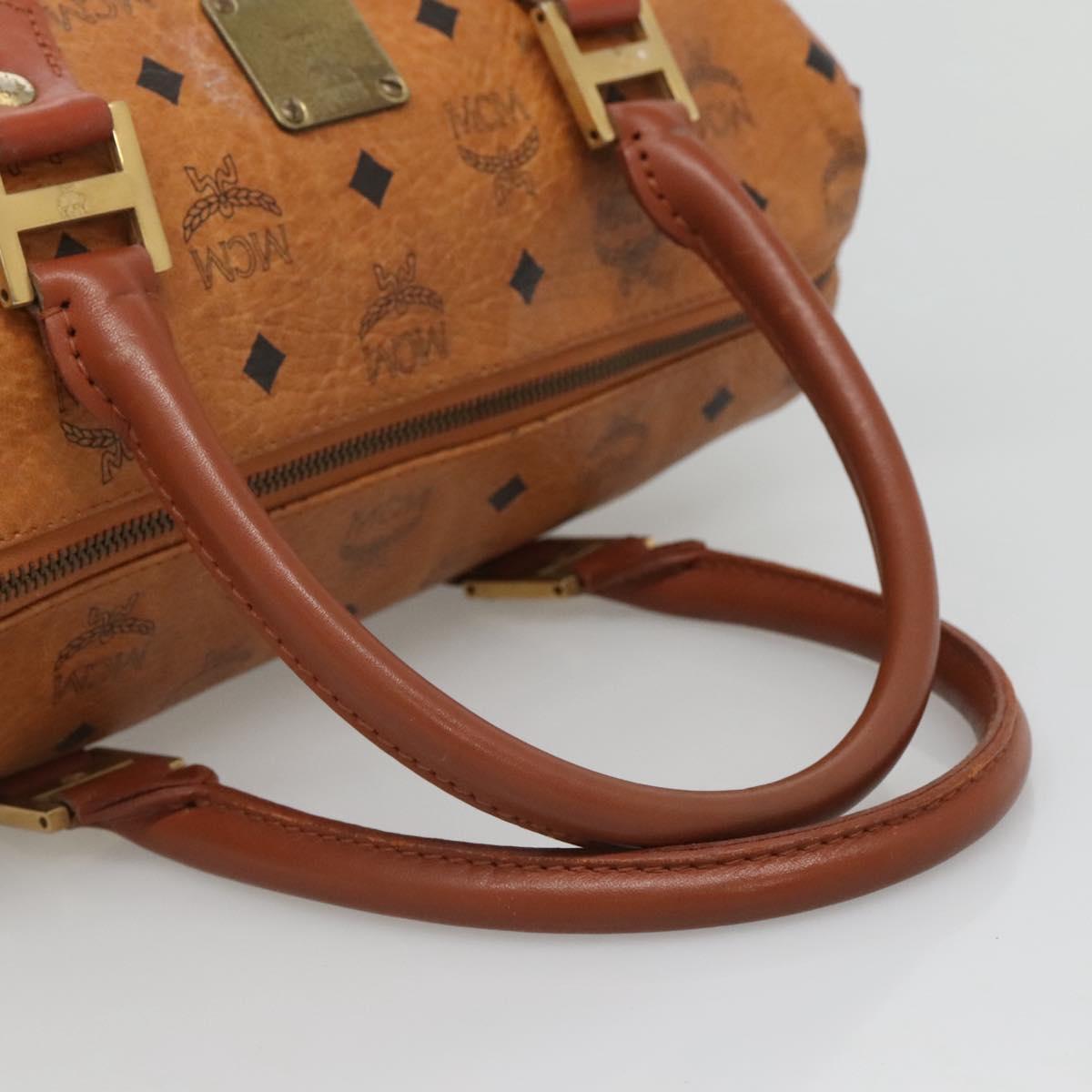 MCM Logogram Vicetos Hand Bag PVC Leather Brown Gold Auth mr1320