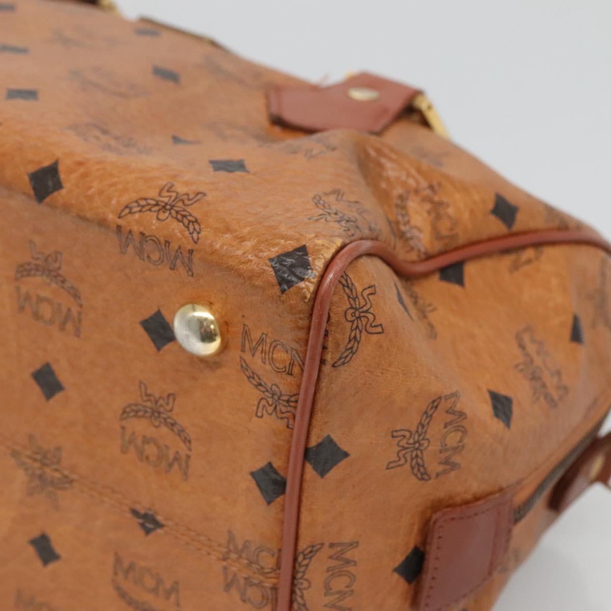 MCM Logogram Vicetos Hand Bag PVC Leather Brown Gold Auth mr1321
