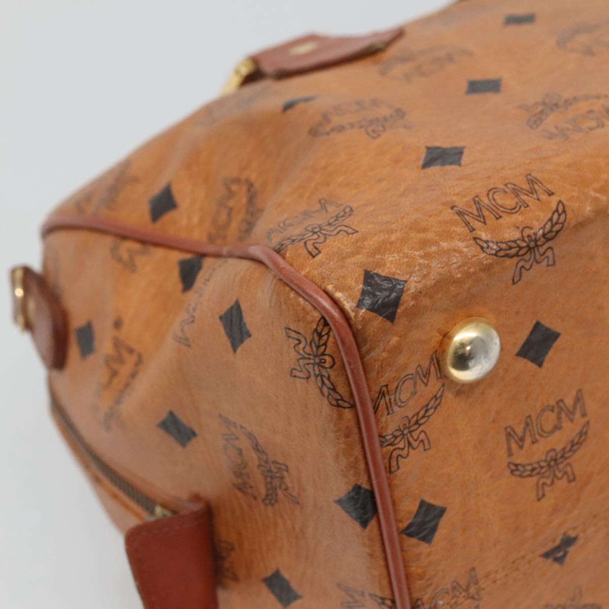 MCM Logogram Vicetos Hand Bag PVC Leather Brown Gold Auth mr1321