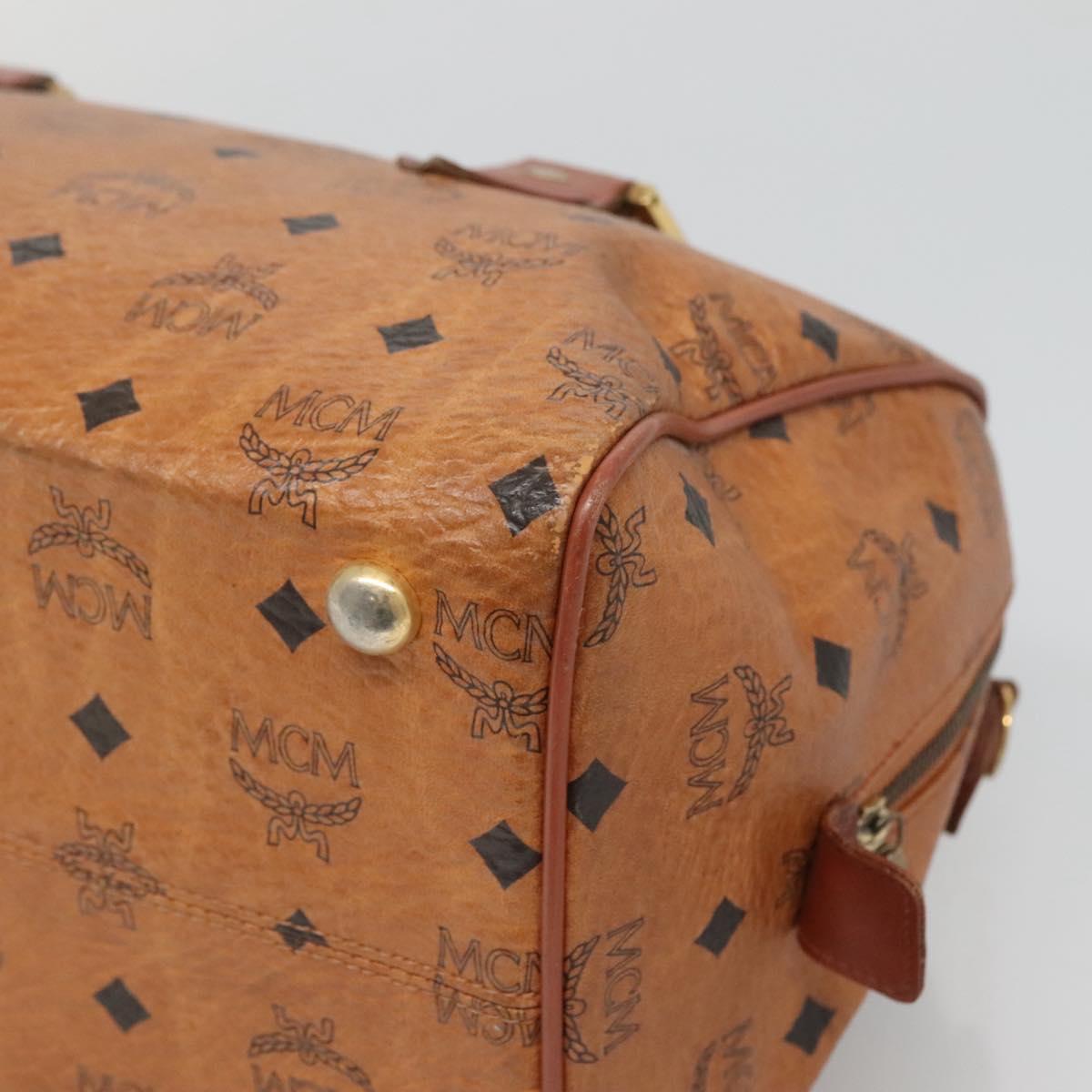 MCM Logogram Vicetos Hand Bag PVC Leather Brown Gold Auth mr1321