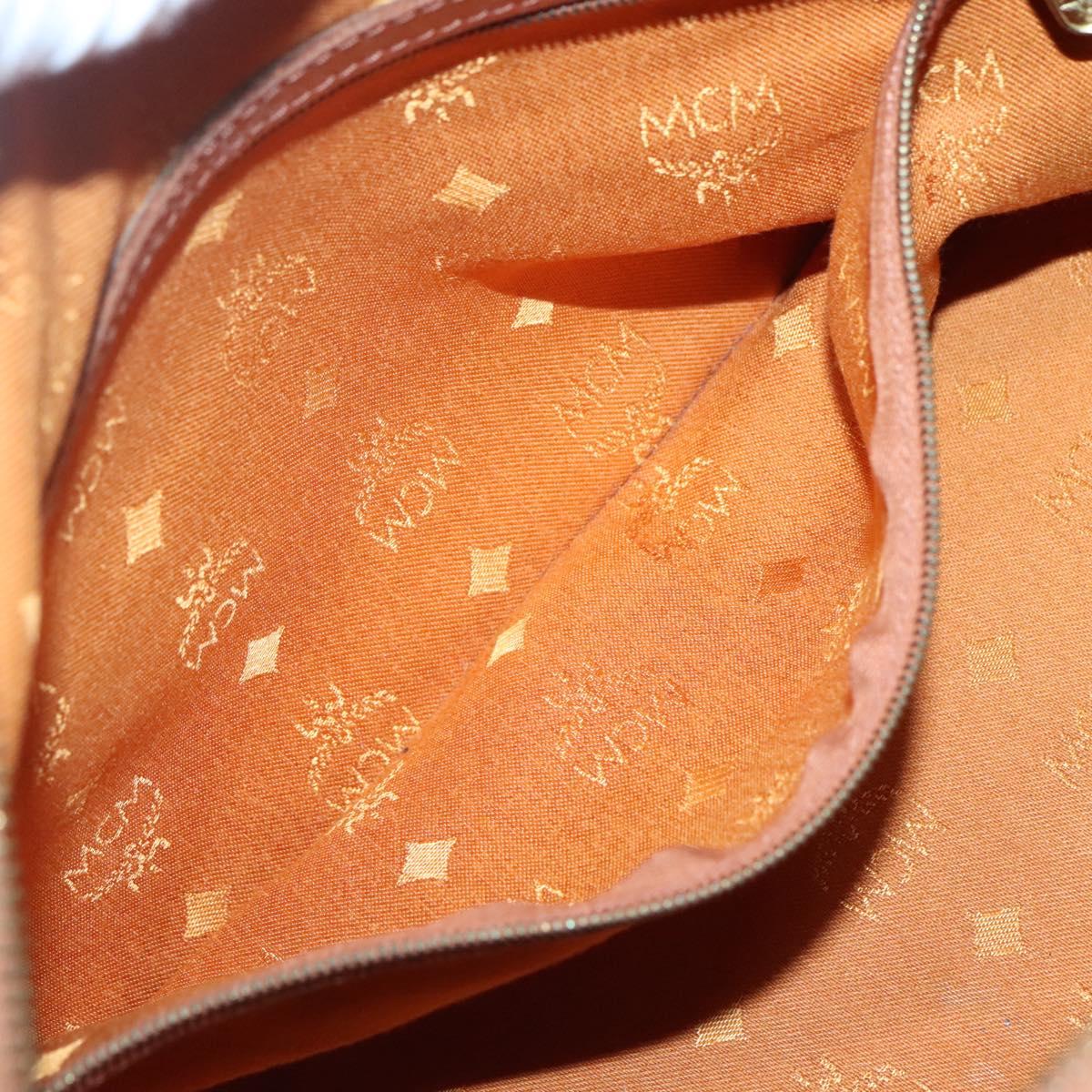 MCM Logogram Vicetos Hand Bag PVC Leather Brown Gold Auth mr1321