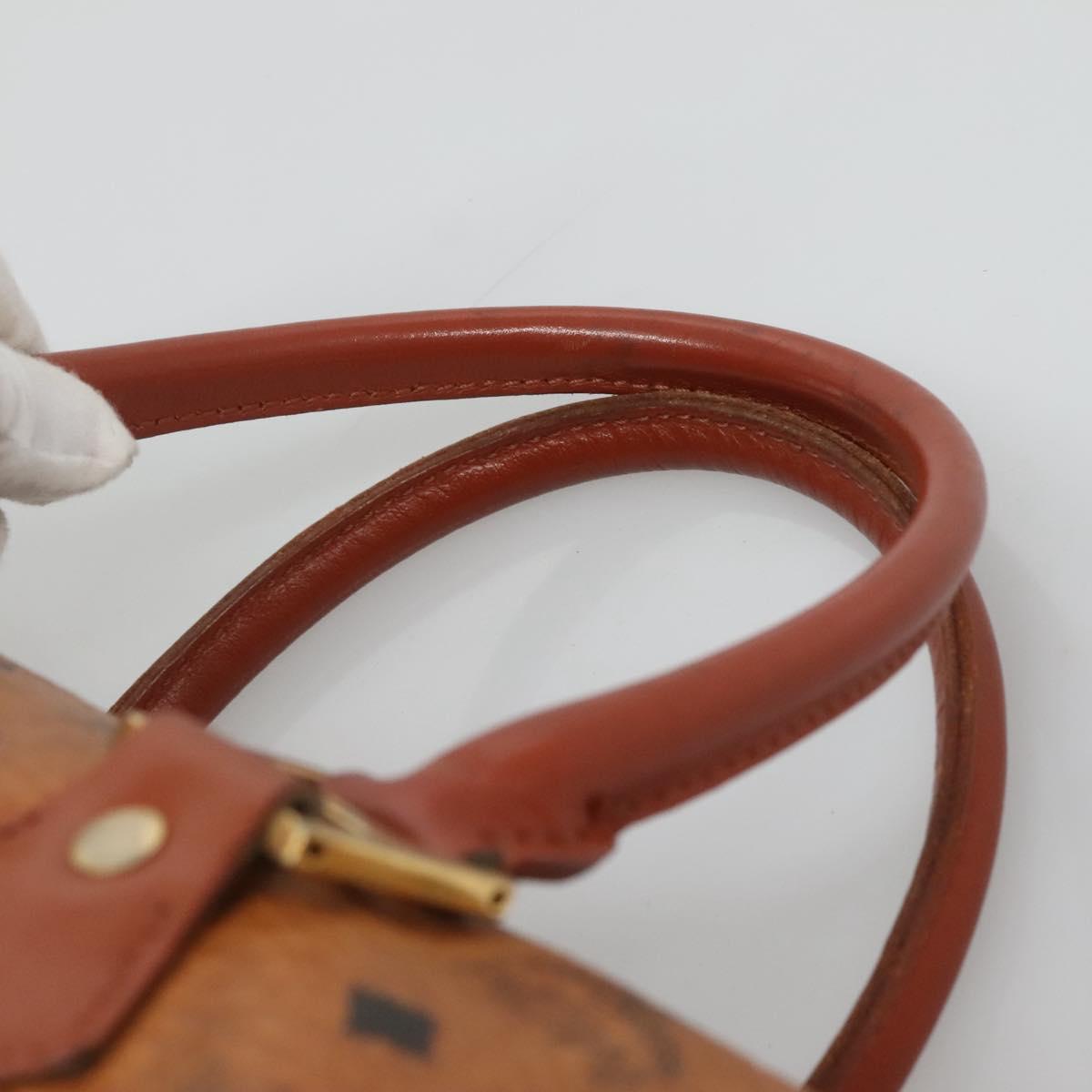 MCM Logogram Vicetos Hand Bag PVC Leather Brown Gold Auth mr1321