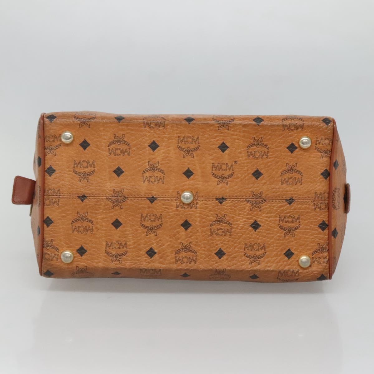 MCM Logogram Vicetos Hand Bag PVC Leather Brown Gold Auth mr1321