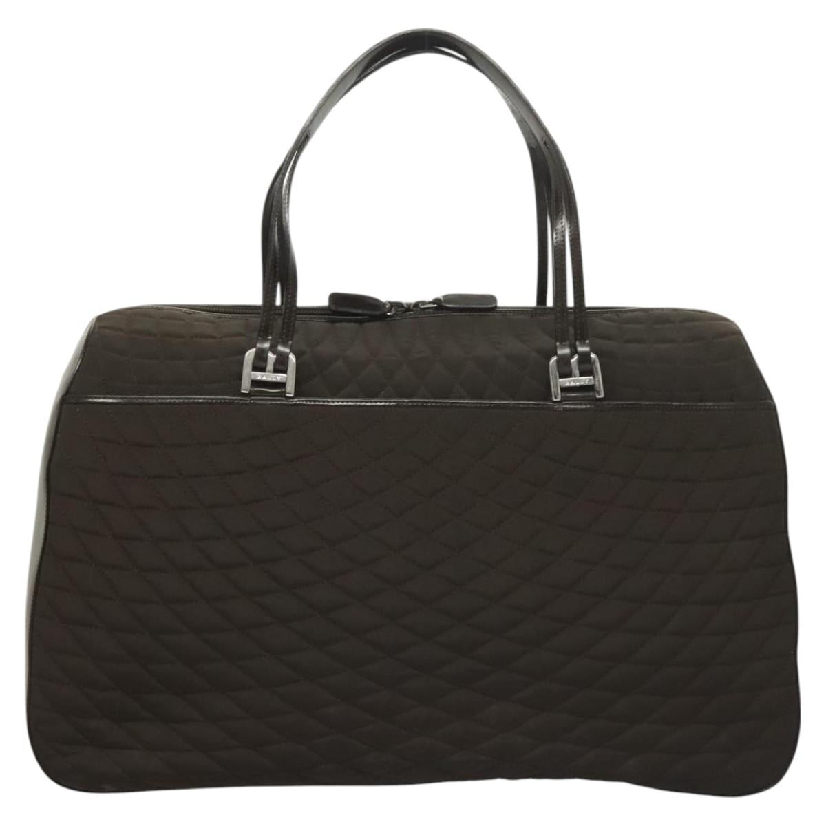 BALLY Quilted Boston Bag Nylon Black Silver Auth mr1328