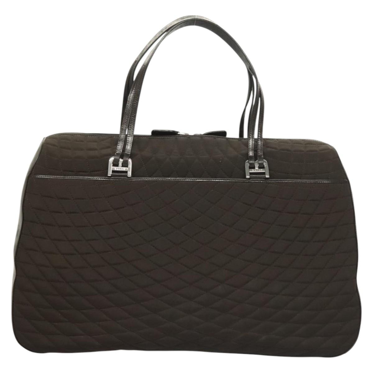 BALLY Quilted Boston Bag Nylon Black Silver Auth mr1328