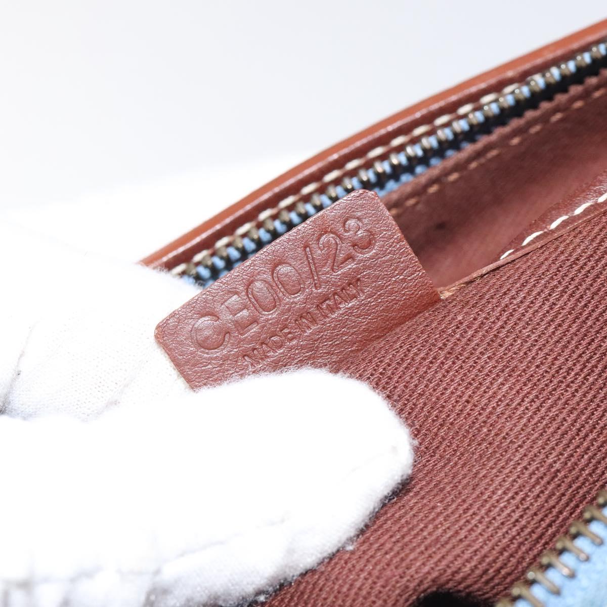 CELINE C Macadam Canvas Shoulder Bag Suede Leather Blue Gold Auth mr1329