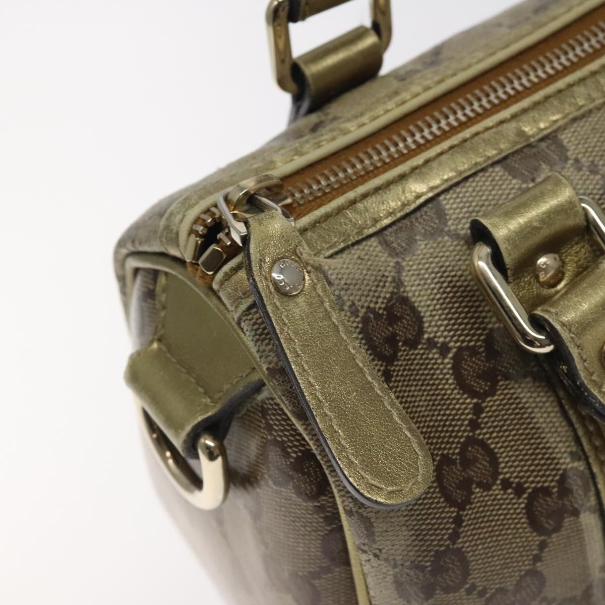 GUCCI GG Crystal Hand Bag Coated Canvas Beige Gold 193604 Auth mr1331