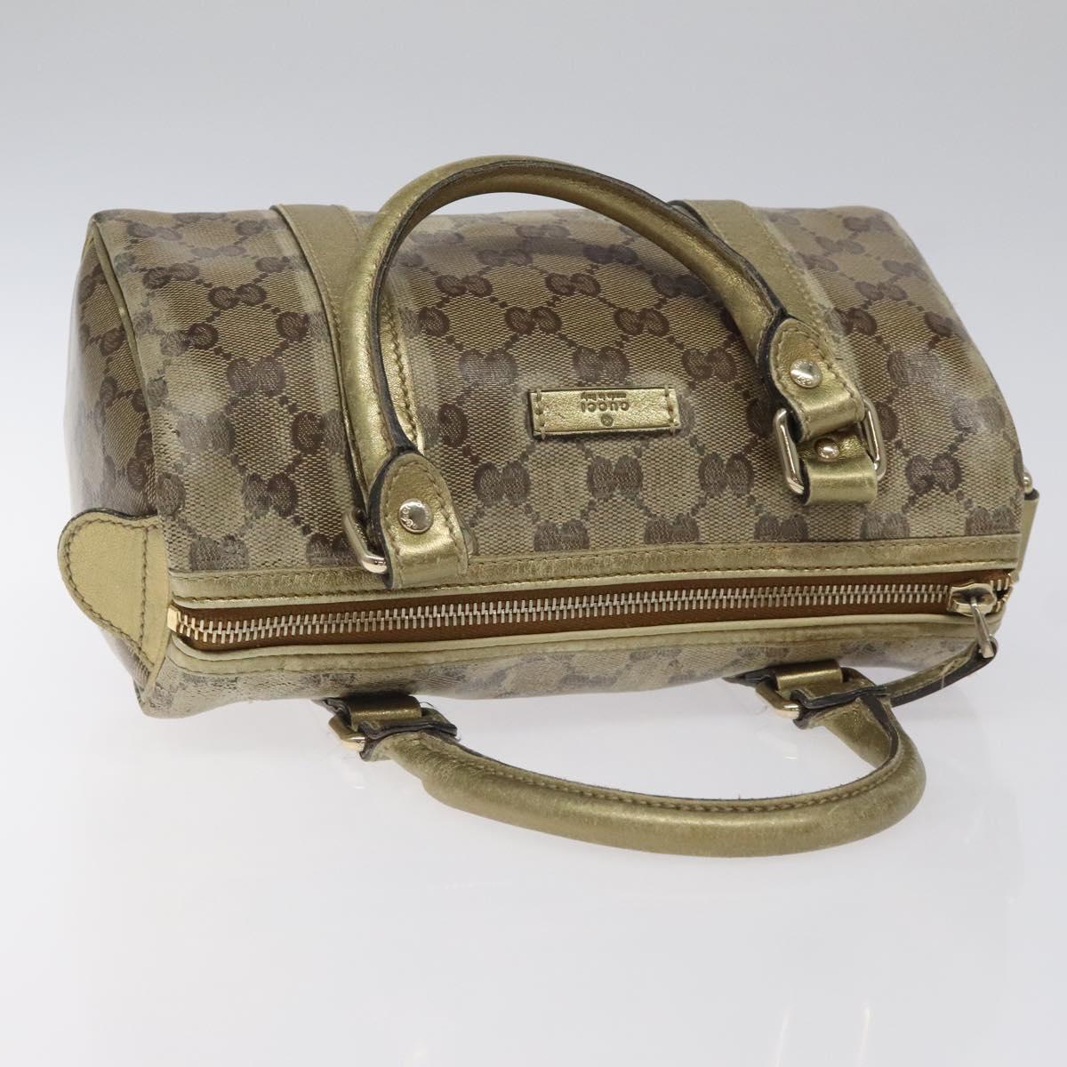 GUCCI GG Crystal Hand Bag Coated Canvas Beige Gold 193604 Auth mr1331