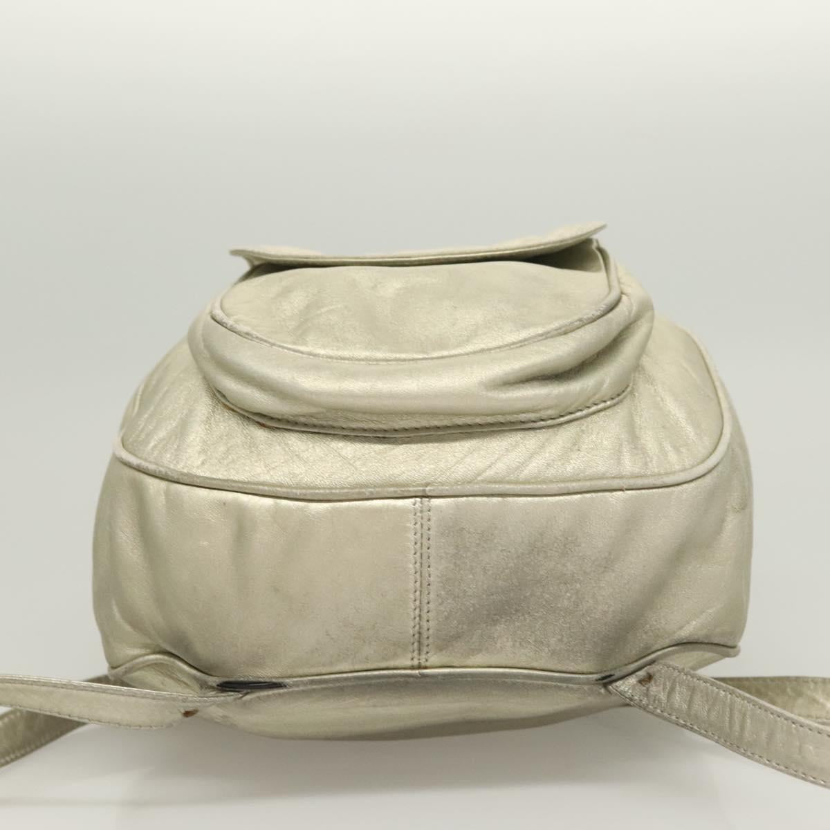 LOEWE Backpack Leather Gold Auth mr1333
