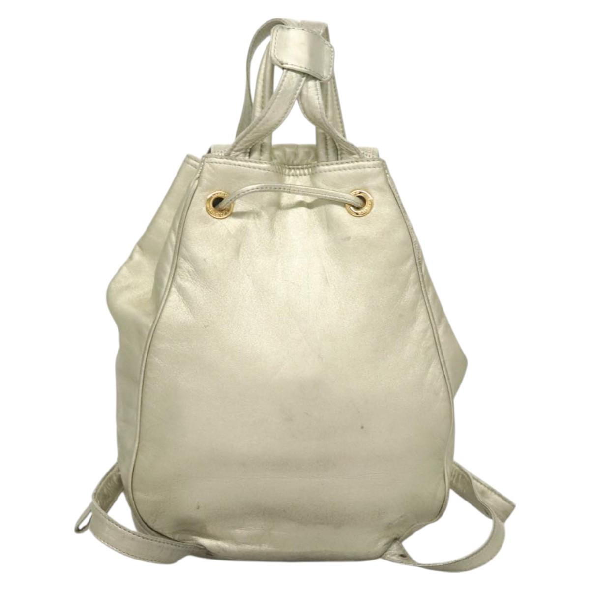 LOEWE Backpack Leather Gold Auth mr1333