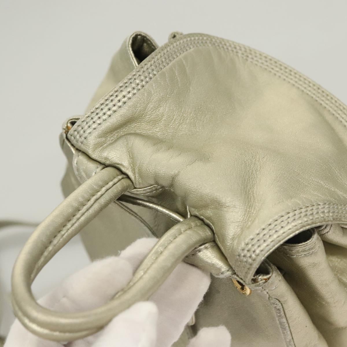 LOEWE Backpack Leather Gold Auth mr1333