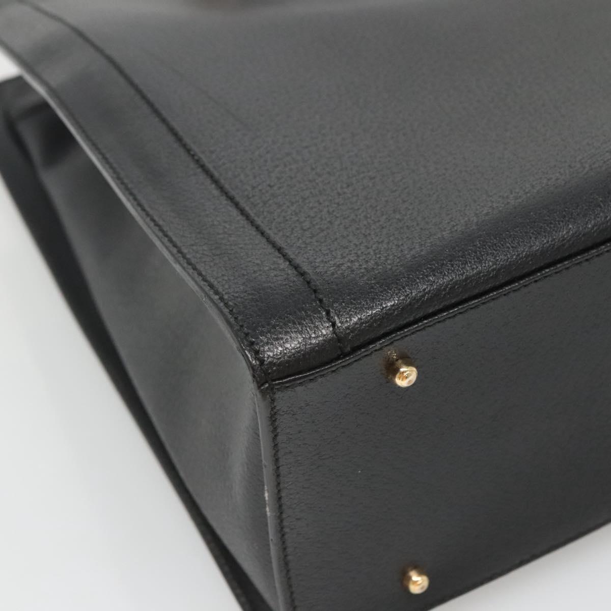 GUCCI Bamboo Hand Bag Leather Black Gold 002 1186 0259 Auth mr1334