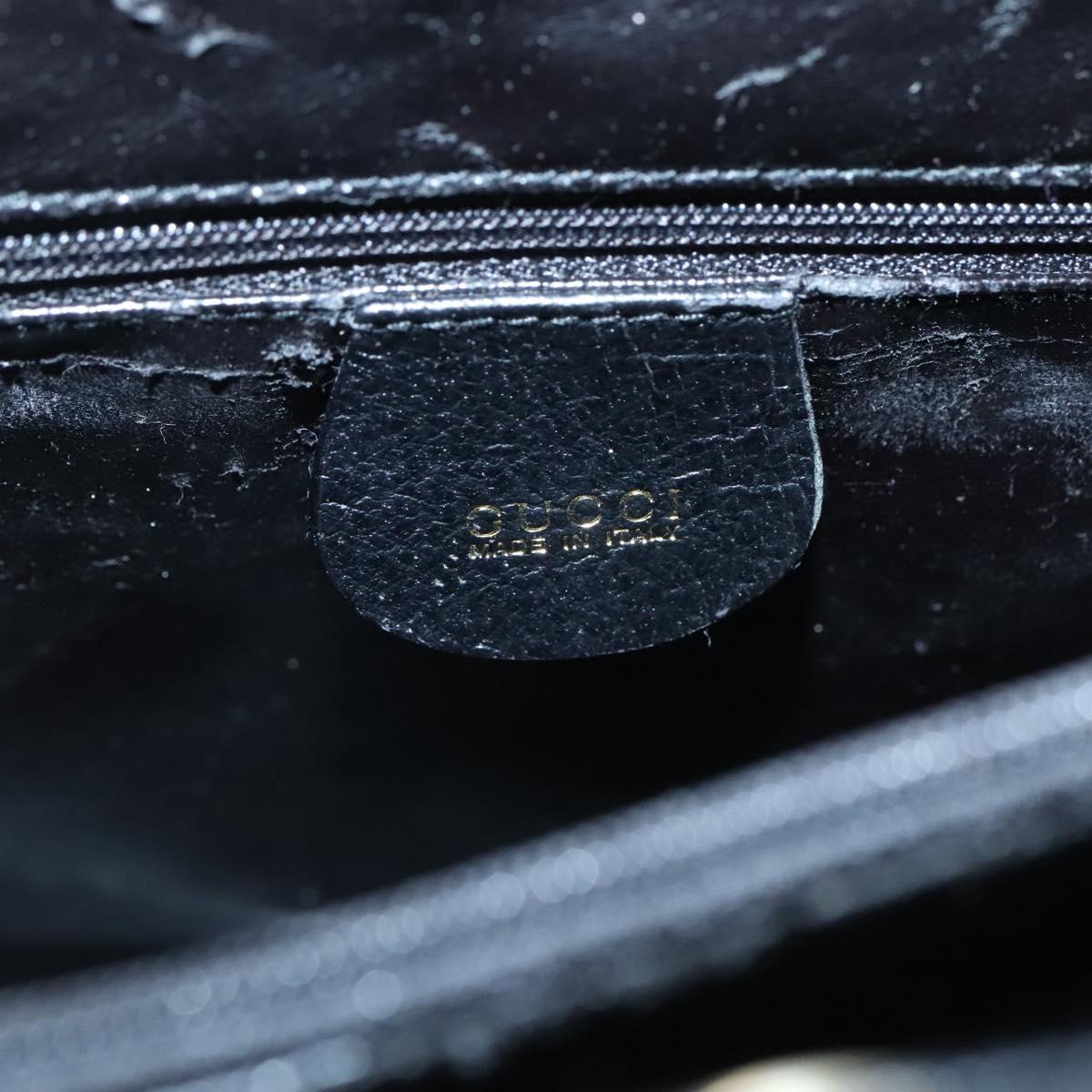 GUCCI Bamboo Hand Bag Leather Black Gold 002 1186 0259 Auth mr1334