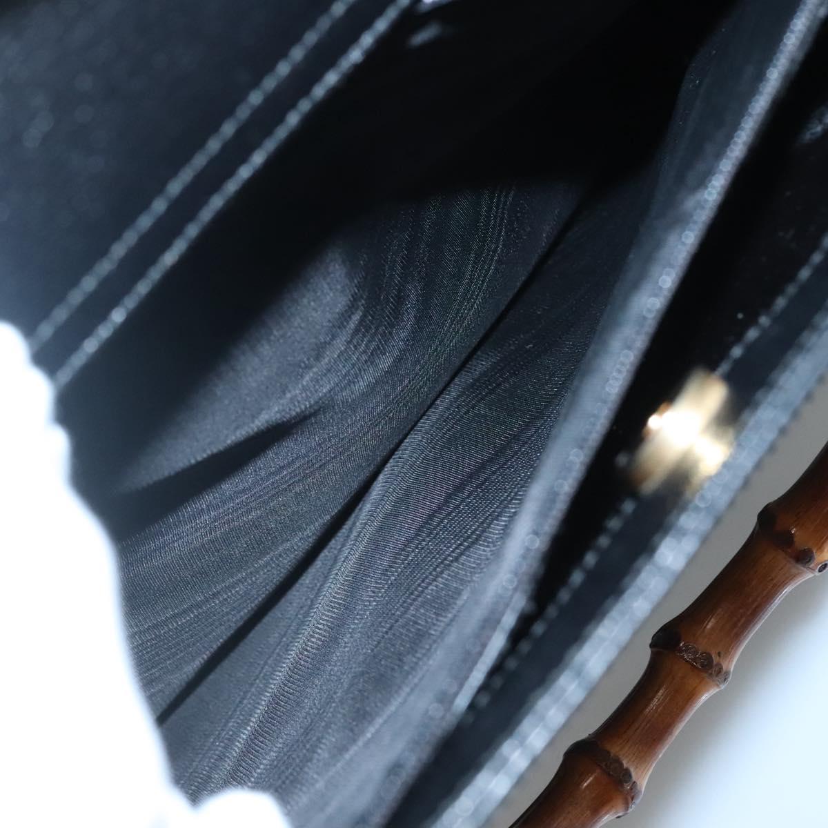 GUCCI Bamboo Hand Bag Leather Black Gold 002 1186 0259 Auth mr1334